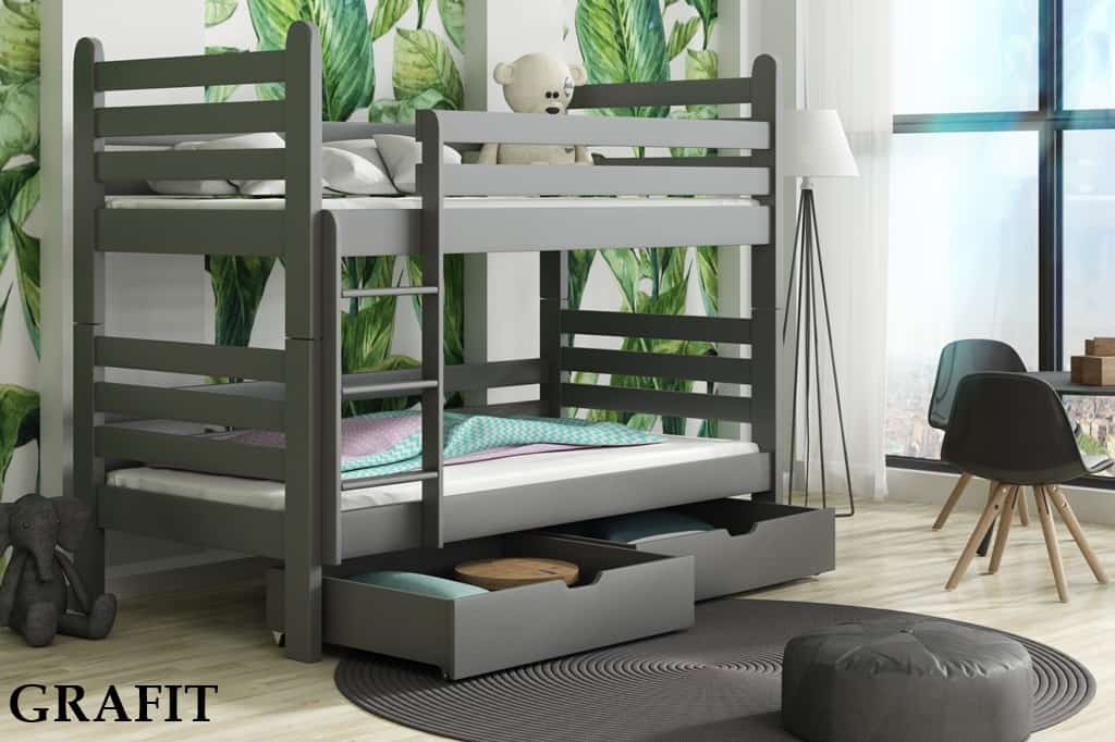 Patrová postel Patricie s úložným prostorem Odstín postele: barva grafit, Rozměr: 90 x 200 cm