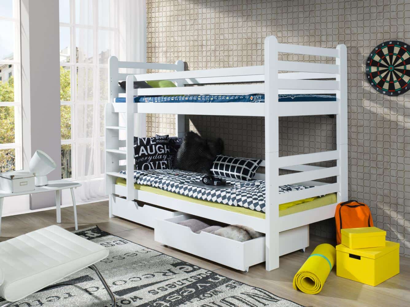 Patrová postel Patricie s úložným prostorem Odstín postele: barva bílá, Rozměr: 90 x 200 cm