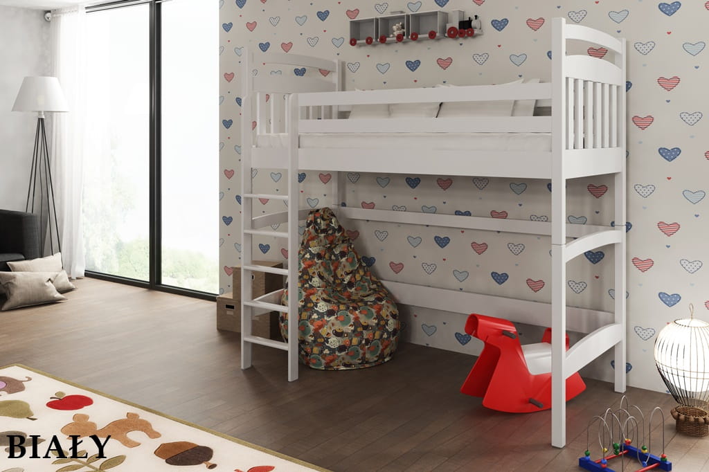 Vyvýšená dřevěná postel SETT Odstín postele: barva bílá, Rozměr: 80 x 180 cm