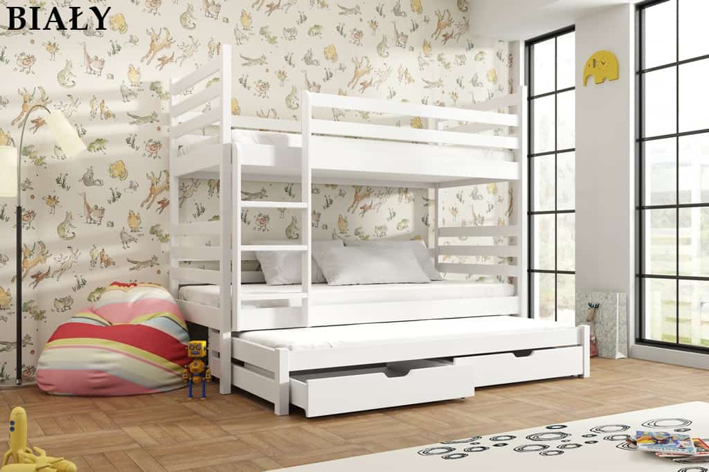 Patrová postel pro 3 osoby Thomas s úložným prostorem Odstín postele: barva bílá, Rozměr: 90 x 190 cm