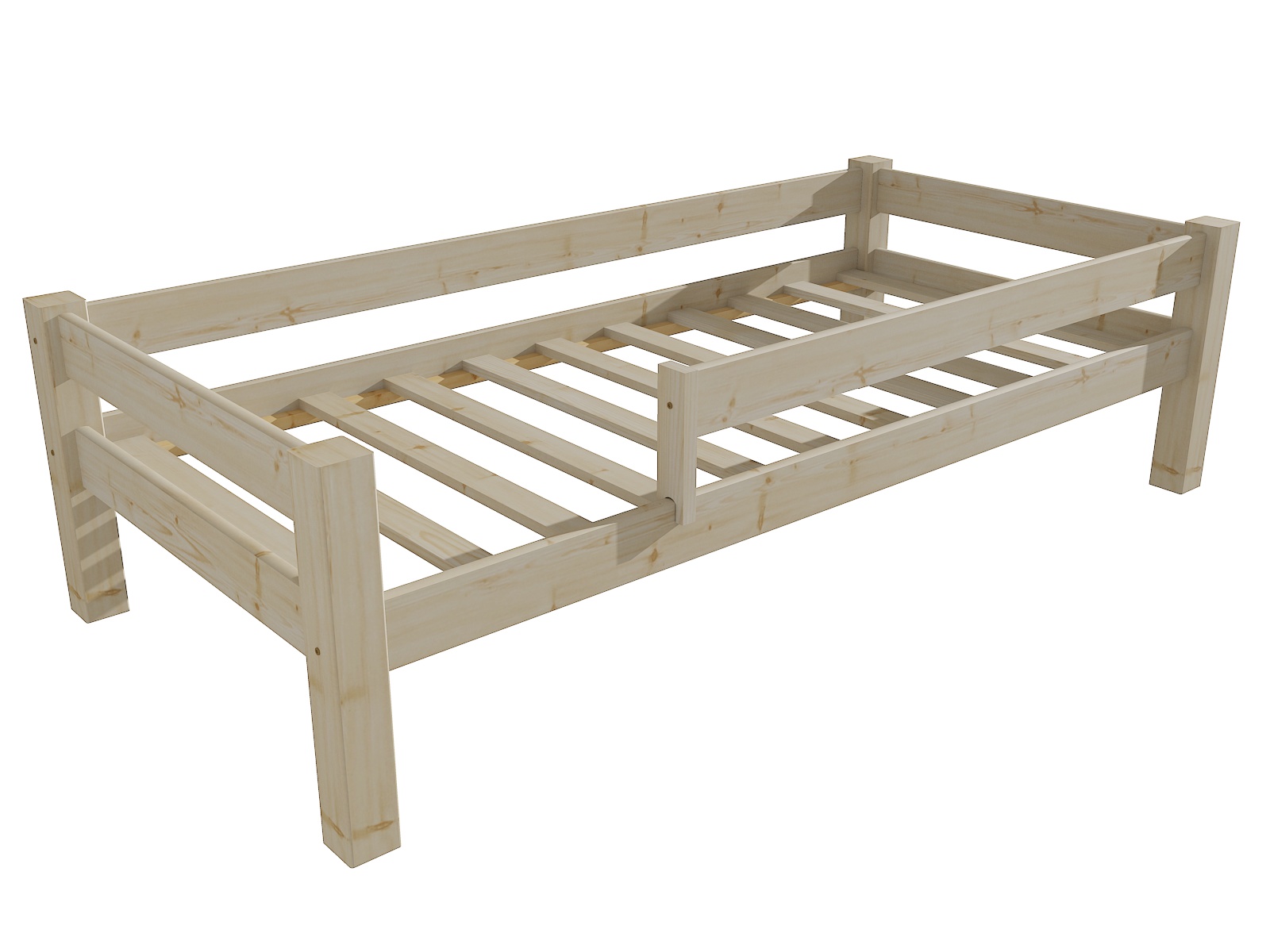 Dětská postel 8X8 01C se zábranou Barva: surové dřevo, Rozměr: 70 x 160 cm