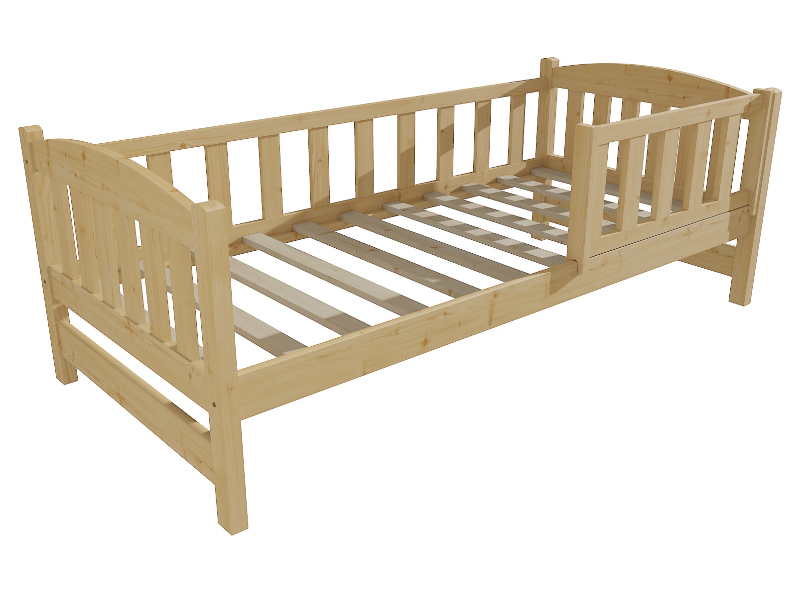 Dětská postel LUKÁŠ se zábranou "DP 002" Barva: bezbarvý lak, Rozměr: 90 x 200 cm