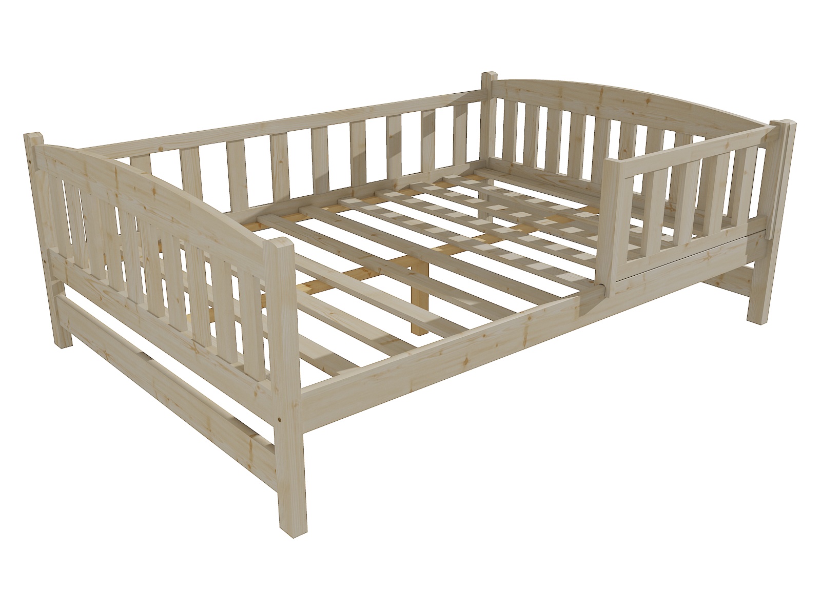 Dětská postel DP 002 XL se zábranou Barva: surové dřevo, Rozměr: 160 x 200 cm