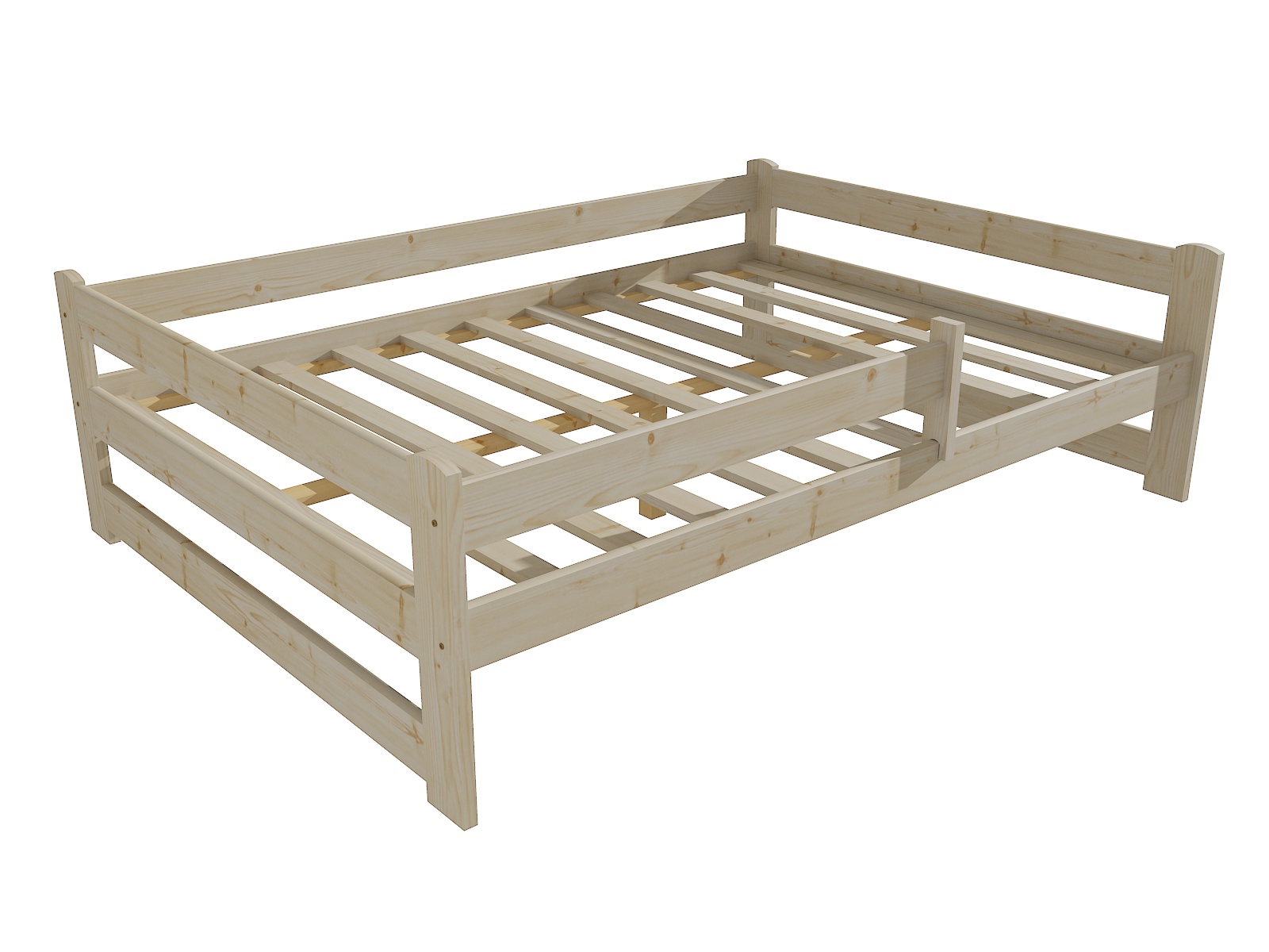 Dětská postel DP 019 XL se zábranou Barva: surové dřevo, Rozměr: 120 x 200 cm