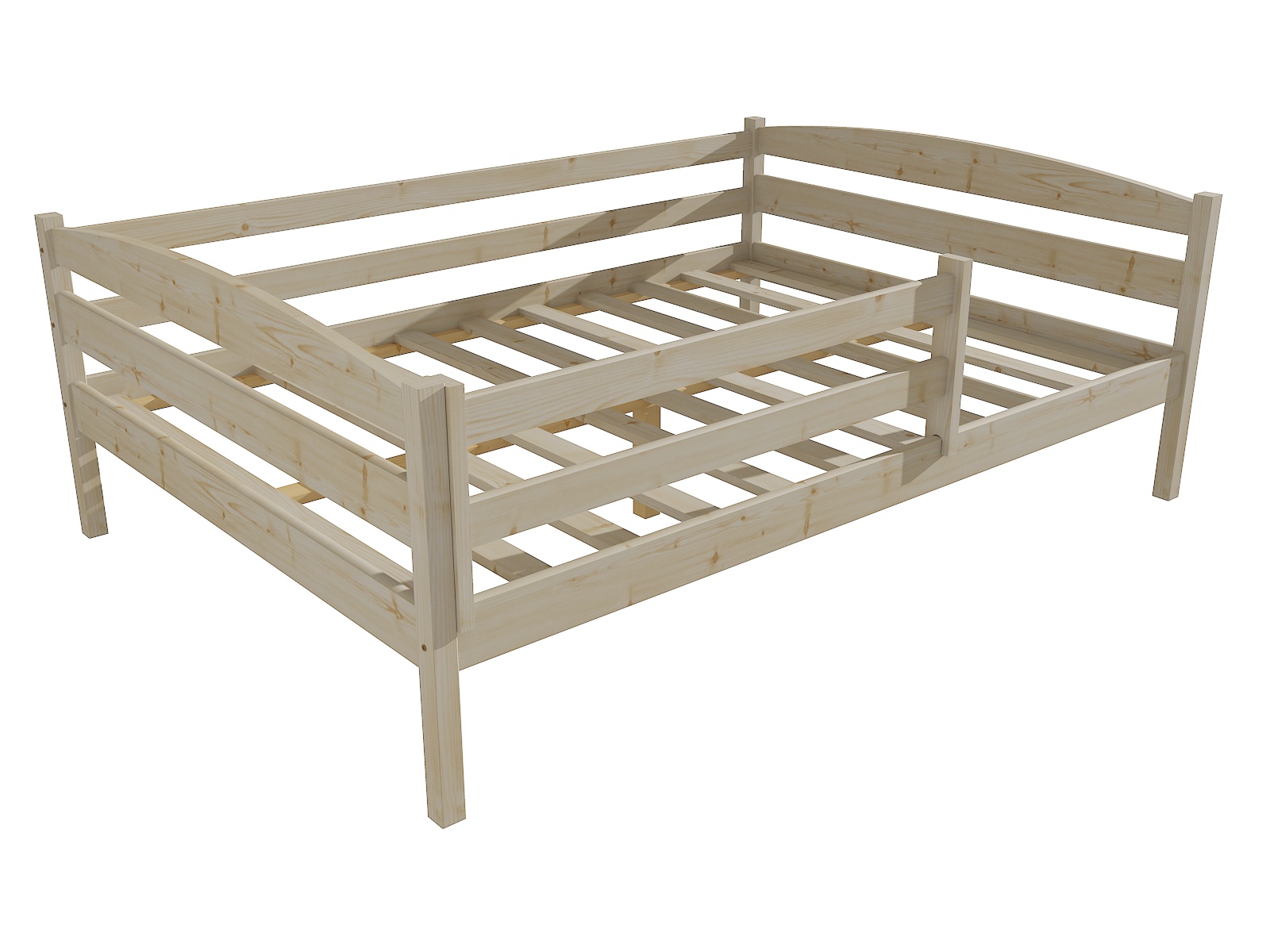 Dětská postel DP 020 XL se zábranou Barva: surové dřevo, Rozměr: 140 x 200 cm