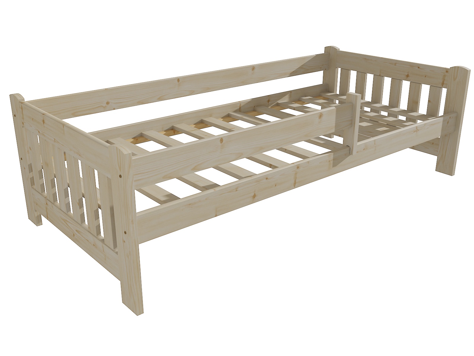 Dětská postel VERONIKA se zábranou "DP 022" Barva: surové dřevo, Rozměr: 80 x 200 cm