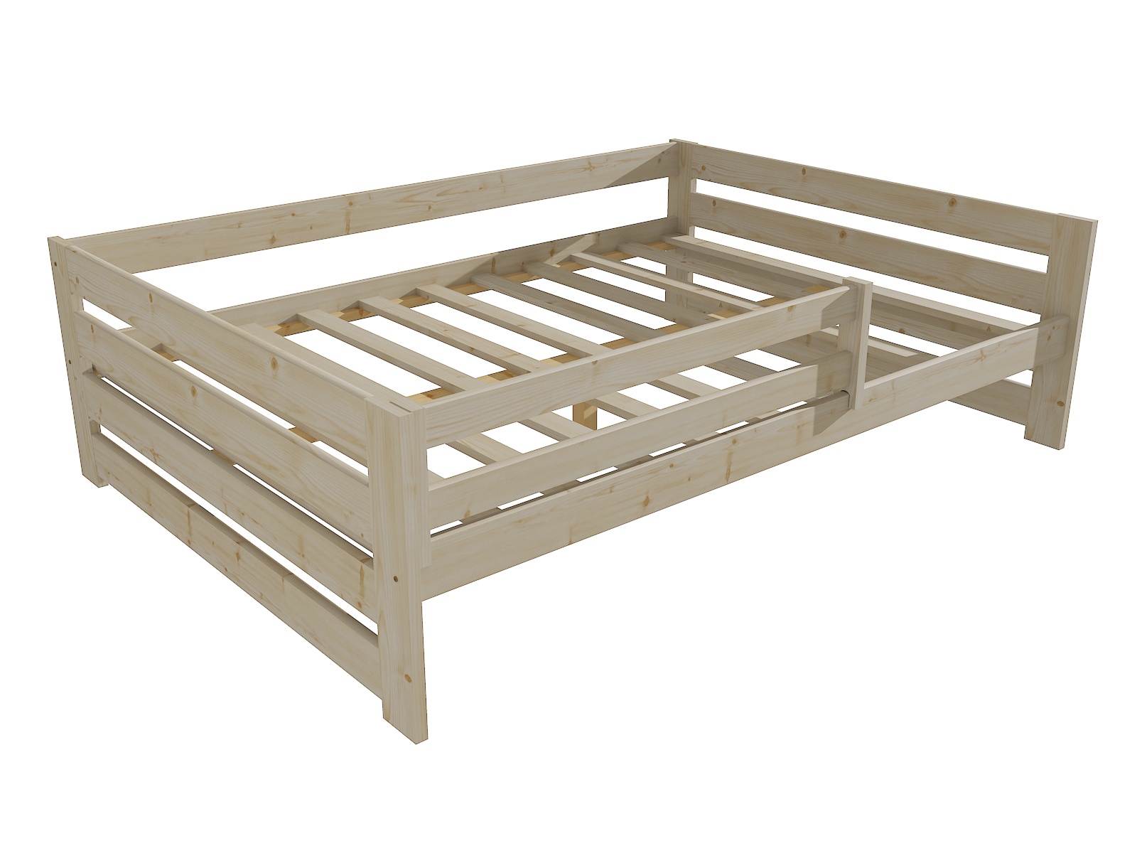 Dětská postel DP 025 XL se zábranou Barva: surové dřevo, Rozměr: 140 x 200 cm