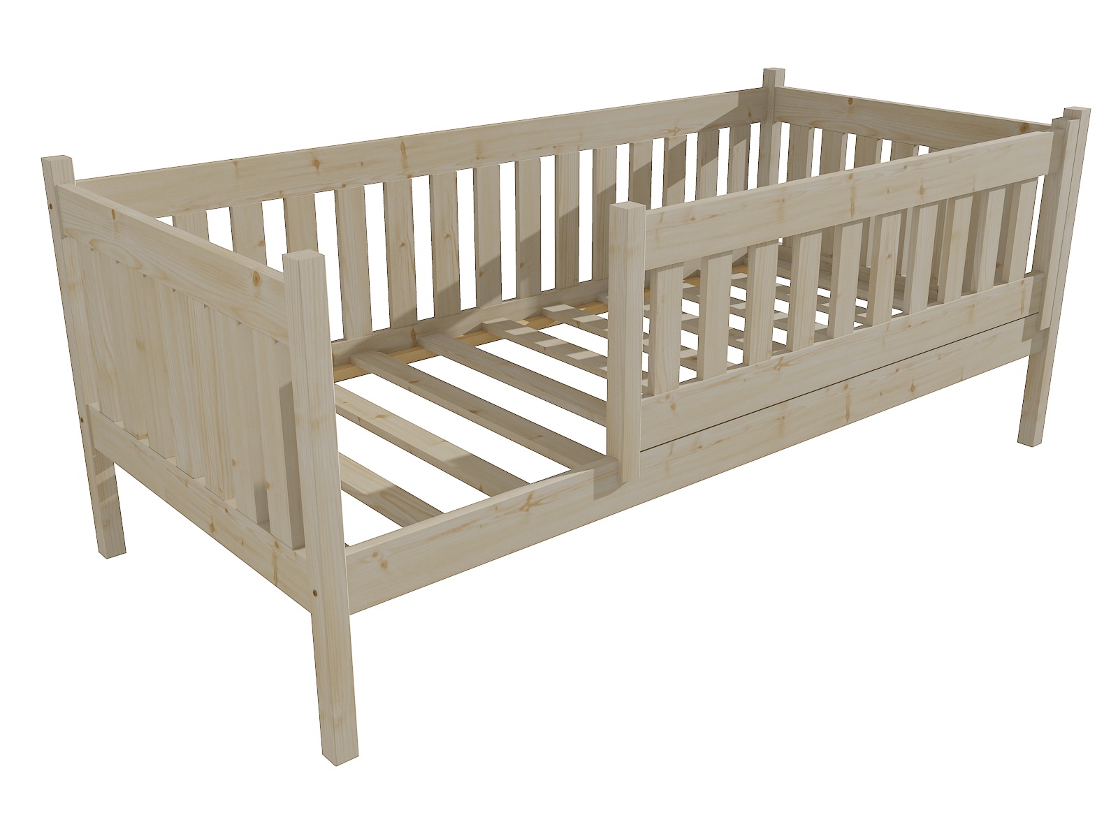 Dětská postel M 012 NEW* se zábranou Barva: surové dřevo, Rozměr: 70 x 160 cm