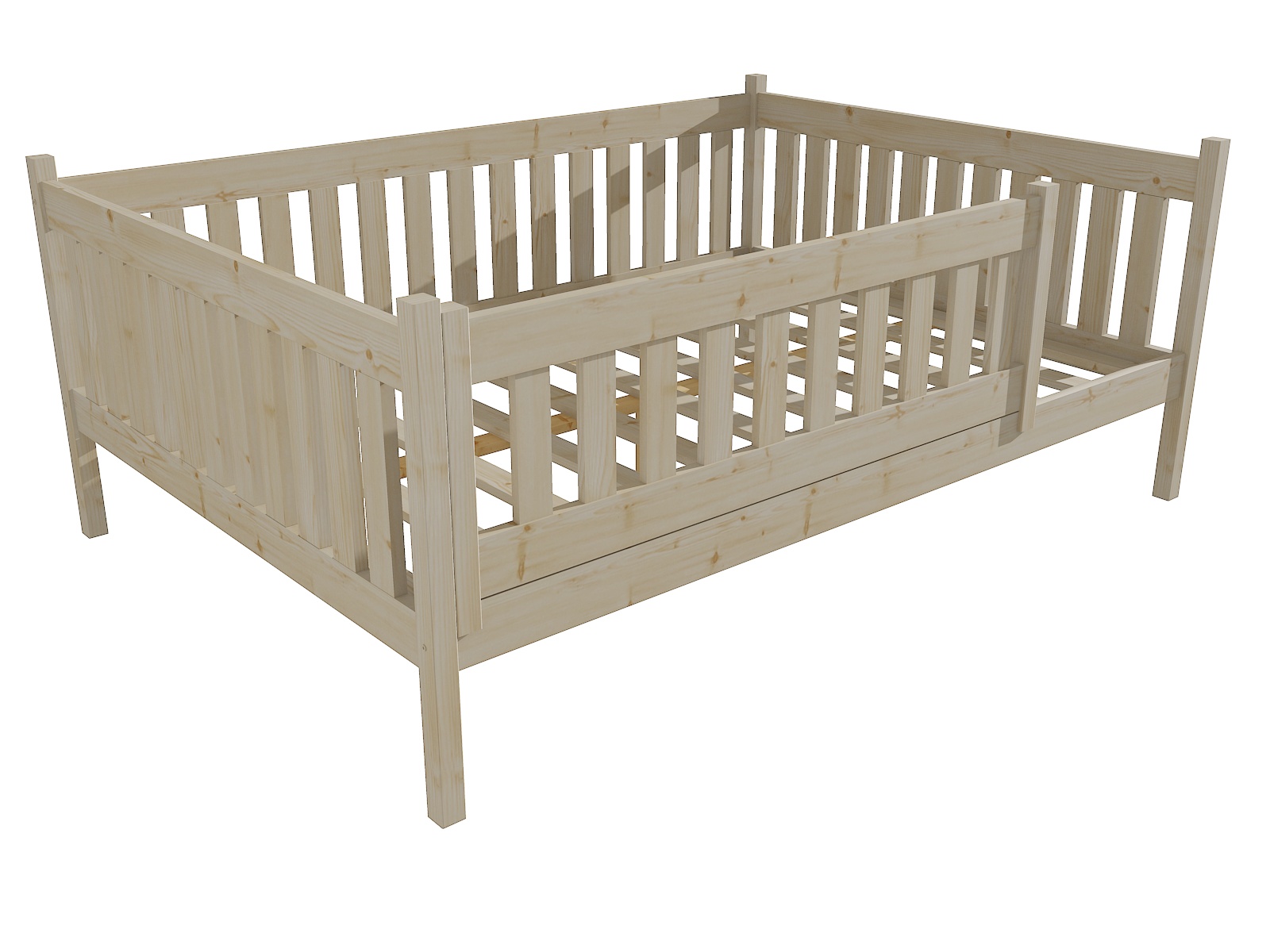 Dětská postel M 012 XL NEW* se zábranou Barva: surové dřevo, Rozměr: 140 x 200 cm