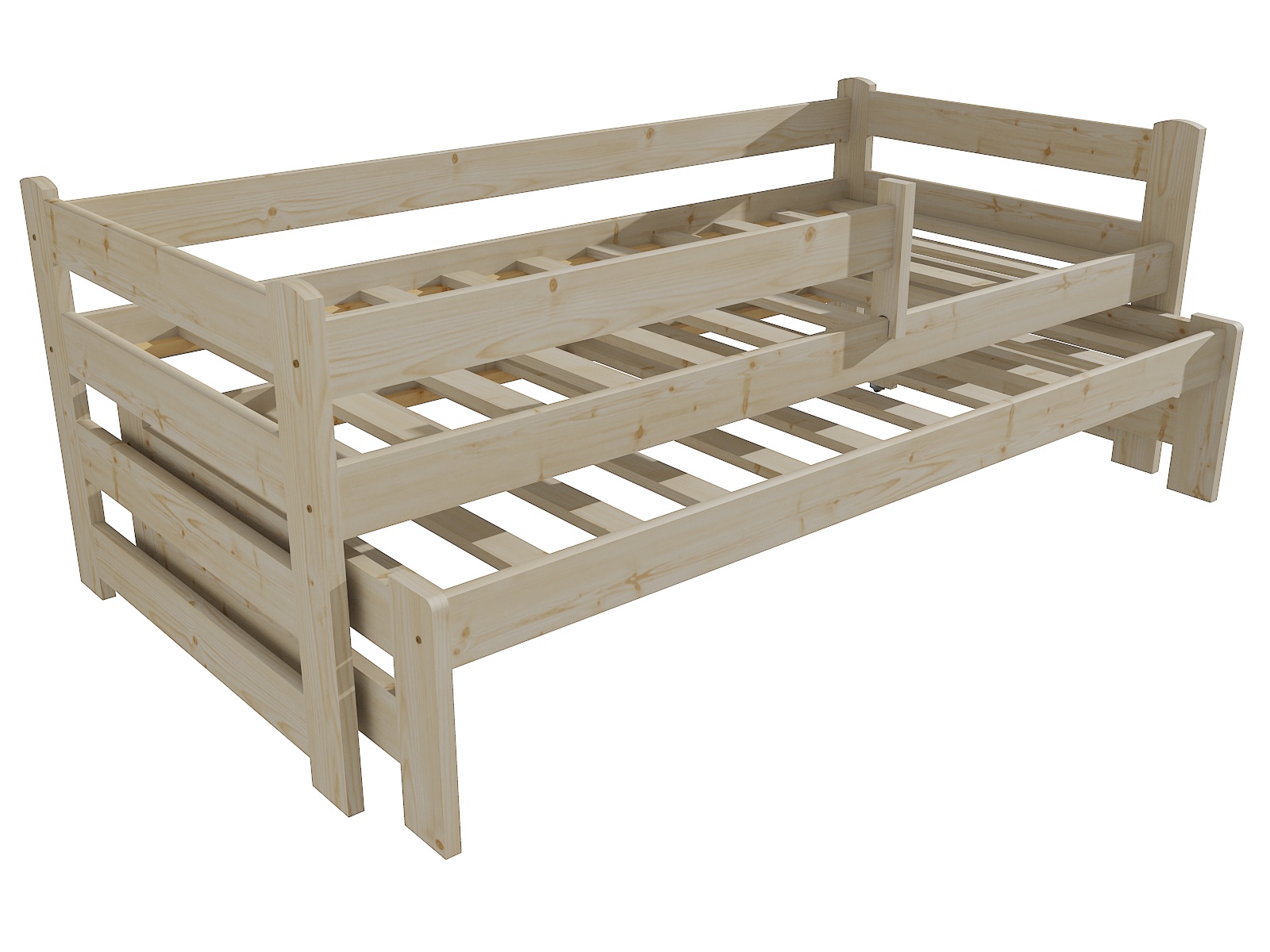 Dětská postel s výsuvnou přistýlkou ZUZANA se zábranou "DPV 001" Barva: surové dřevo, Rozměr: 80 x 200 cm