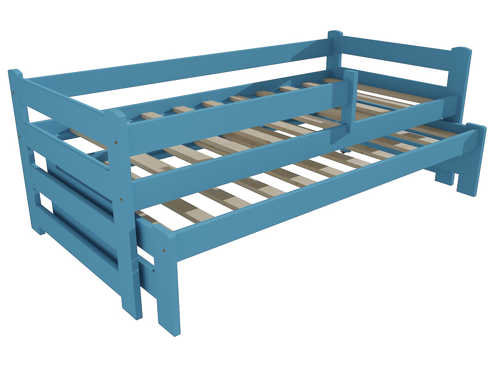 Dětská postel s výsuvnou přistýlkou ZUZANA se zábranou "DPV 001" Barva: barva modrá, Rozměr: 90 x 200 cm