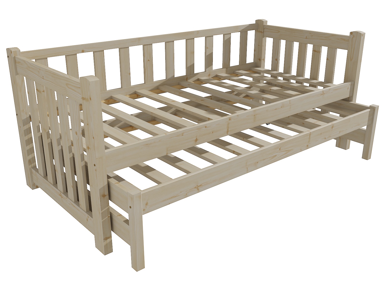 Dětská postel s výsuvnou přistýlkou ONDŘEJ "DPV 002" Barva: surové dřevo, Rozměr: 90 x 200 cm