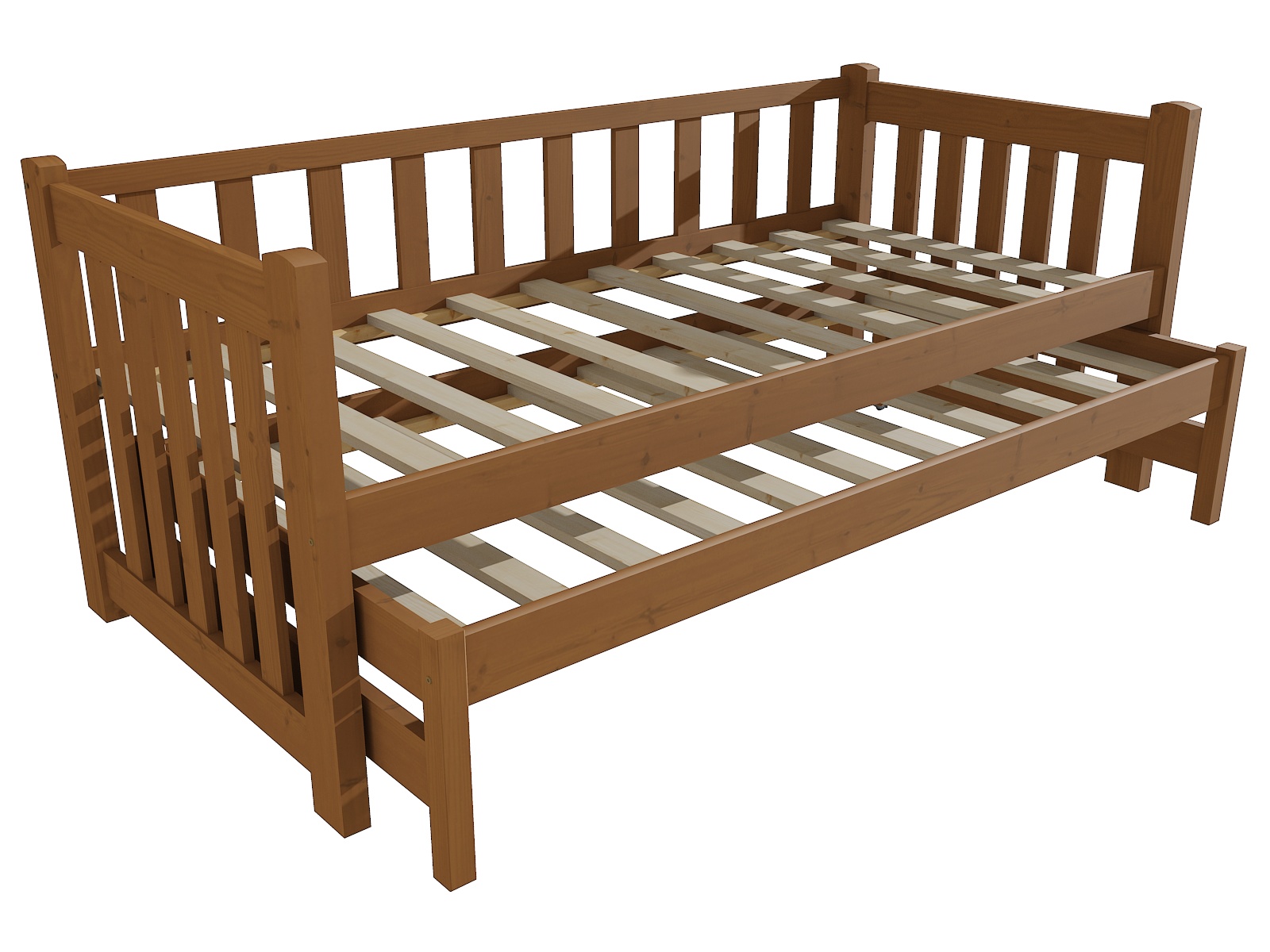 Dětská postel s výsuvnou přistýlkou ONDŘEJ "DPV 002" Barva: moření dub, Rozměr: 90 x 200 cm