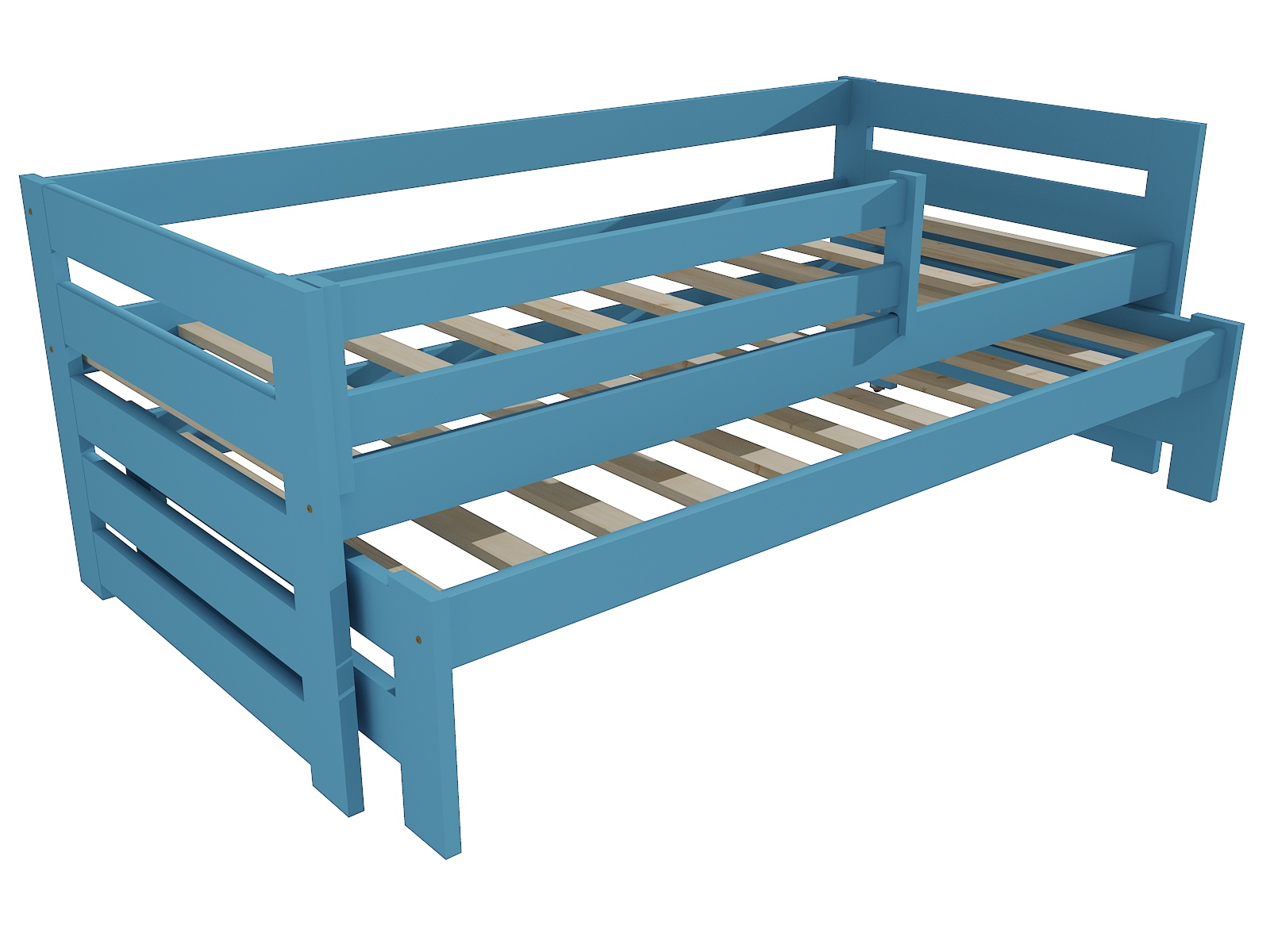 Dětská postel s výsuvnou přistýlkou NIKOLA se zábranou "DPV 007" Barva: barva modrá, Rozměr: 90 x 200 cm