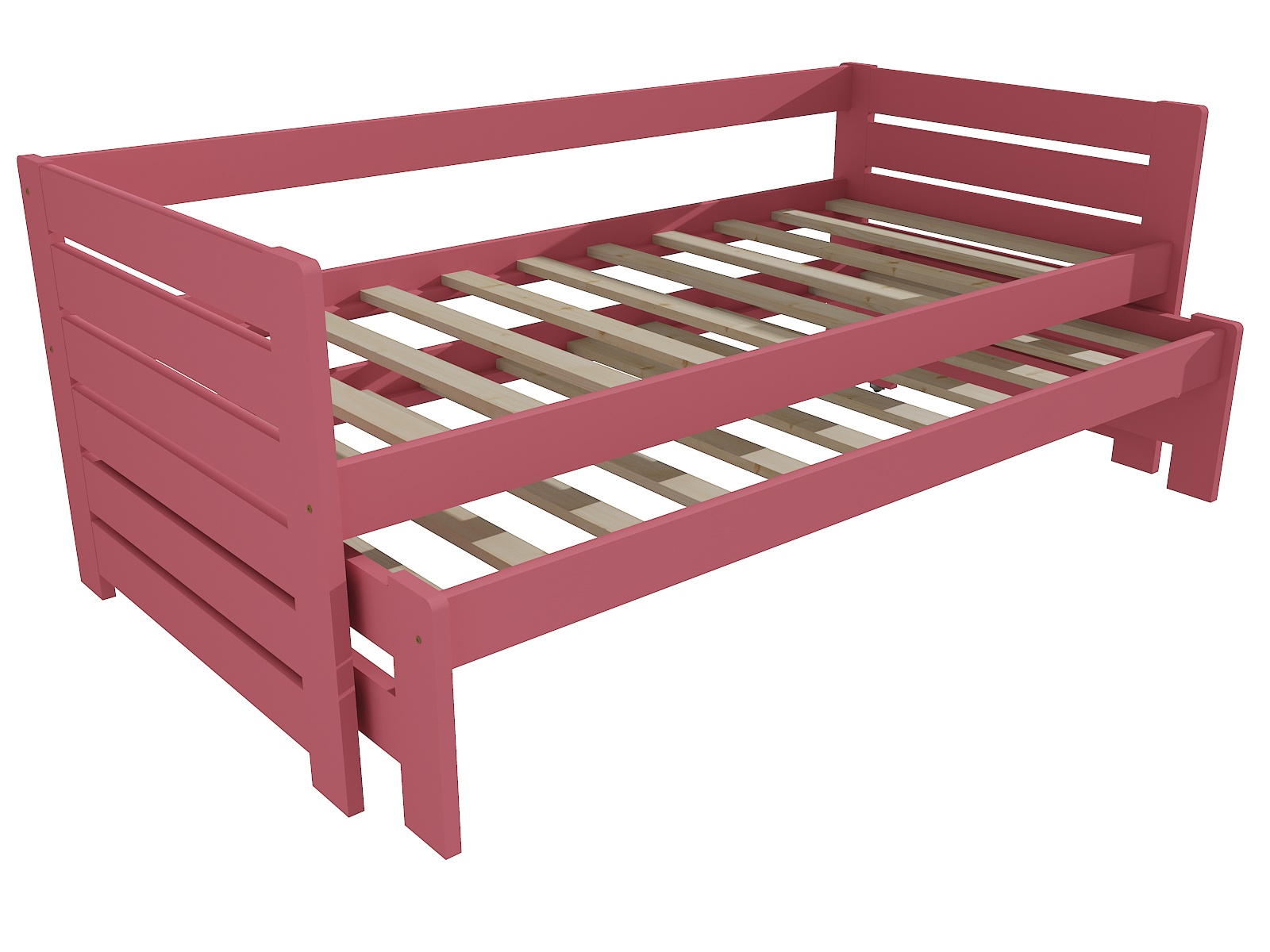 Dětská postel s výsuvnou přistýlkou ŠTĚPÁN "DPV 011" Barva: barva růžová, Rozměr: 90 x 200 cm