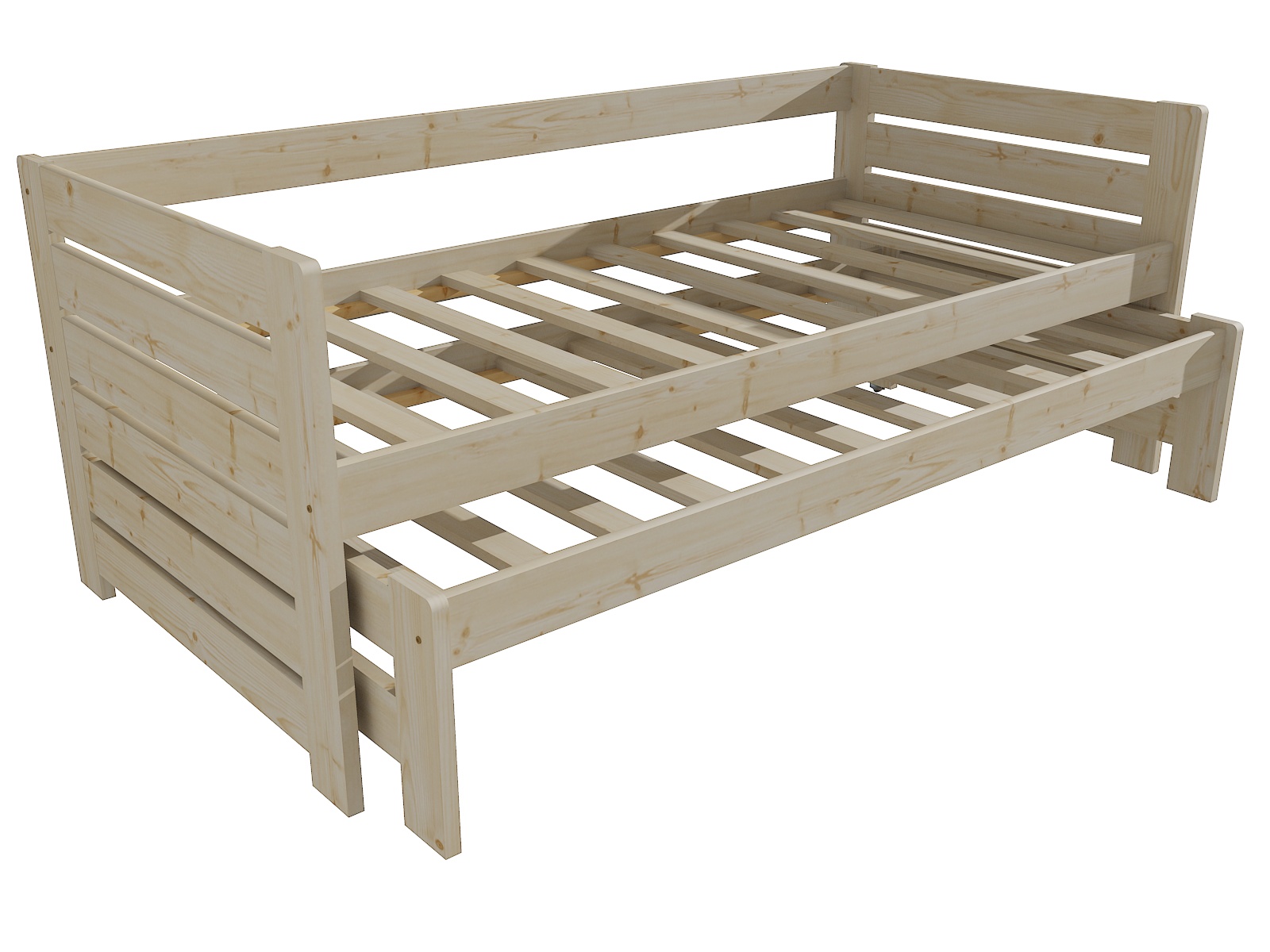 Dětská postel s výsuvnou přistýlkou ŠTĚPÁN "DPV 011" Barva: surové dřevo, Rozměr: 90 x 200 cm