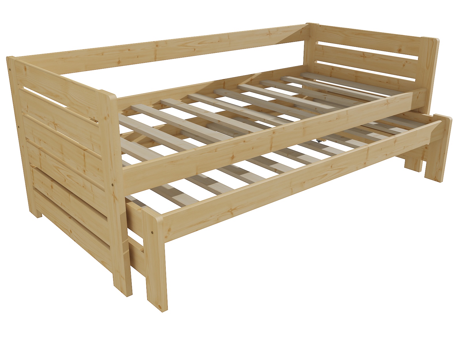 Dětská postel s výsuvnou přistýlkou ŠTĚPÁN "DPV 011" Barva: bezbarvý lak, Rozměr: 90 x 200 cm
