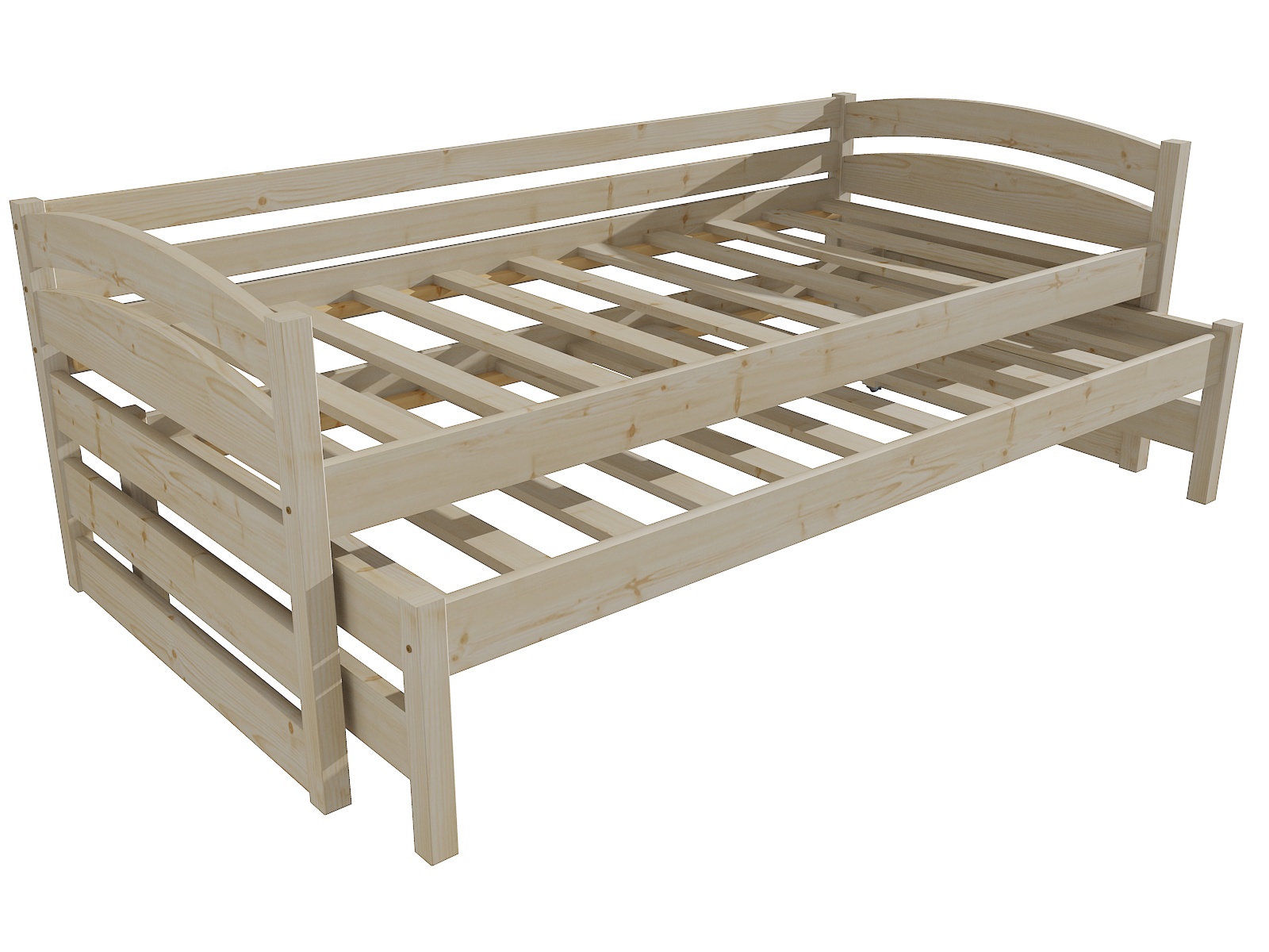 Dětská postel s výsuvnou přistýlkou DOMINIK "DPV 012" Barva: surové dřevo, Rozměr: 90 x 200 cm