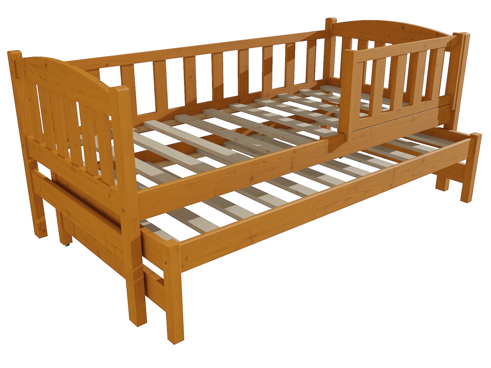 Dětská postel s výsuvnou přistýlkou DAVID se zábranou "DPV 013" Barva: moření olše, Rozměr: 90 x 200 cm