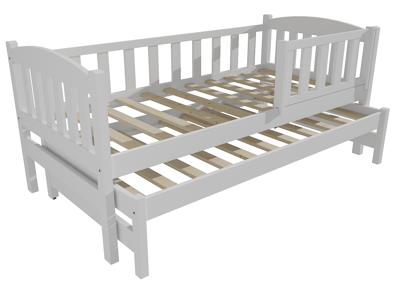 Dětská postel s výsuvnou přistýlkou DAVID se zábranou "DPV 013" Barva: barva bílá, Rozměr: 90 x 200 cm
