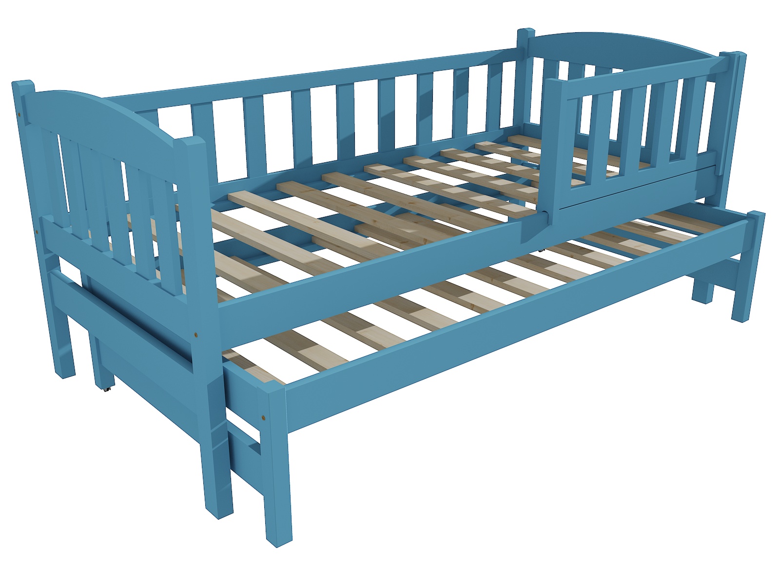 Dětská postel s výsuvnou přistýlkou DAVID se zábranou "DPV 013" Barva: barva modrá, Rozměr: 80 x 180 cm