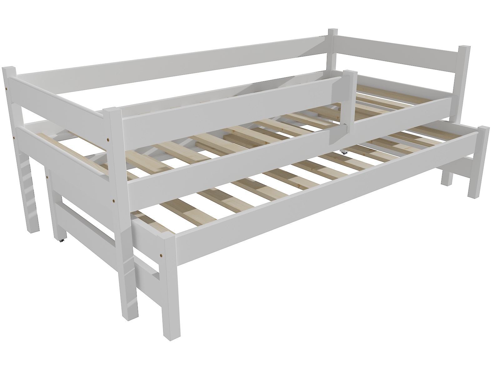 Dětská postel s výsuvnou přistýlkou MATĚJ se zábranou "DPV 017" Barva: barva bílá, Rozměr: 90 x 200 cm