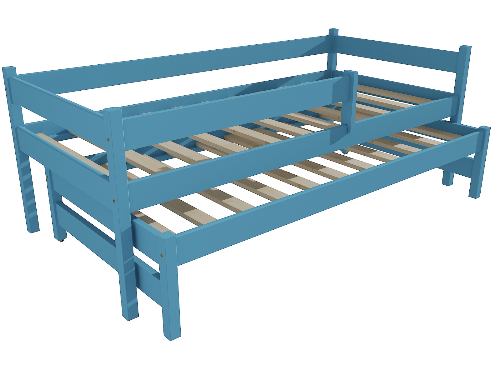 Dětská postel s výsuvnou přistýlkou MATĚJ se zábranou "DPV 017" Barva: barva modrá, Rozměr: 90 x 200 cm