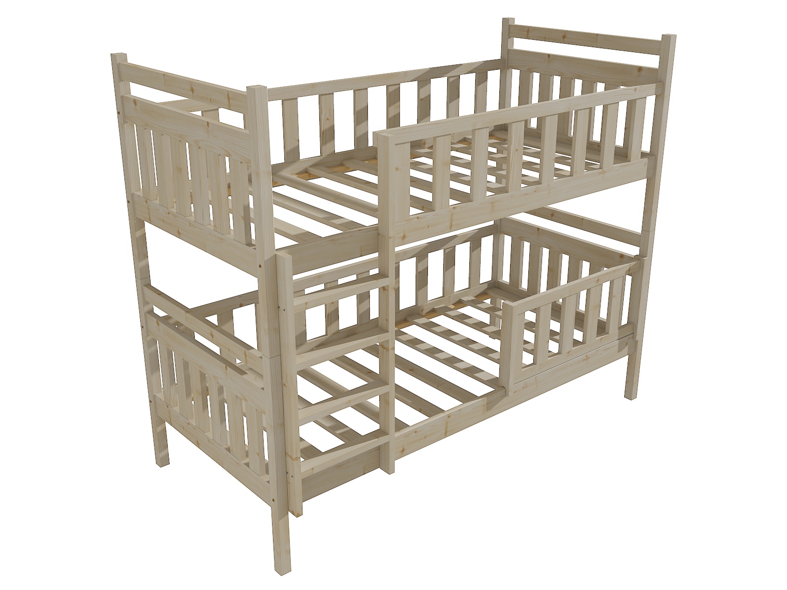 Patrová postel ANTONÍN se zábranou "PP 009" Barva: surové dřevo, Prostor mezi lůžky: 80 cm, Rozměr: 80 x 200 cm