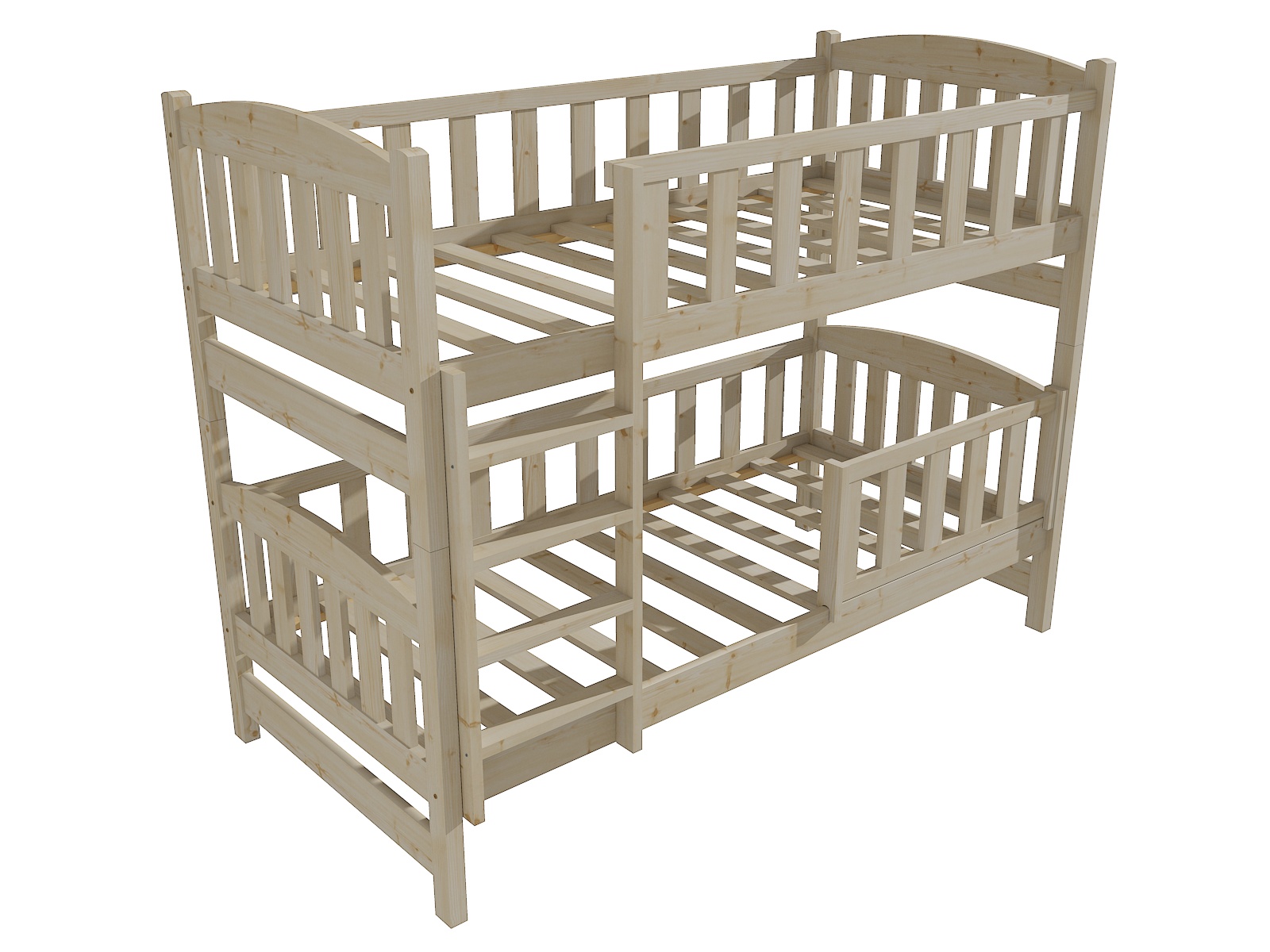 Patrová postel ALENA se zábranou "PP 013" Barva: surové dřevo, Prostor mezi lůžky: 80 cm, Rozměr: 90 x 200 cm