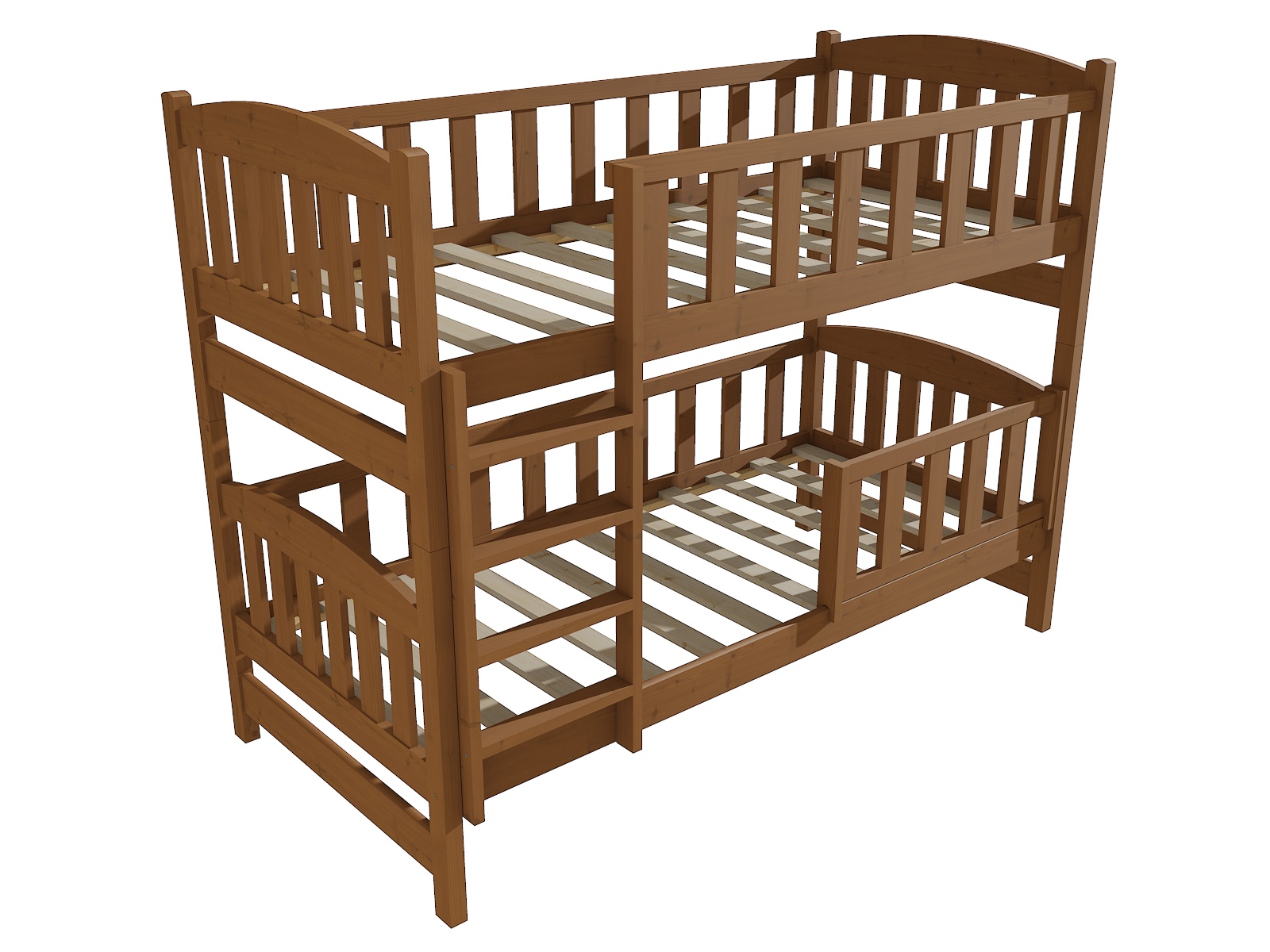 Patrová postel ALENA se zábranou "PP 013" Barva: moření dub, Prostor mezi lůžky: 80 cm, Rozměr: 90 x 200 cm