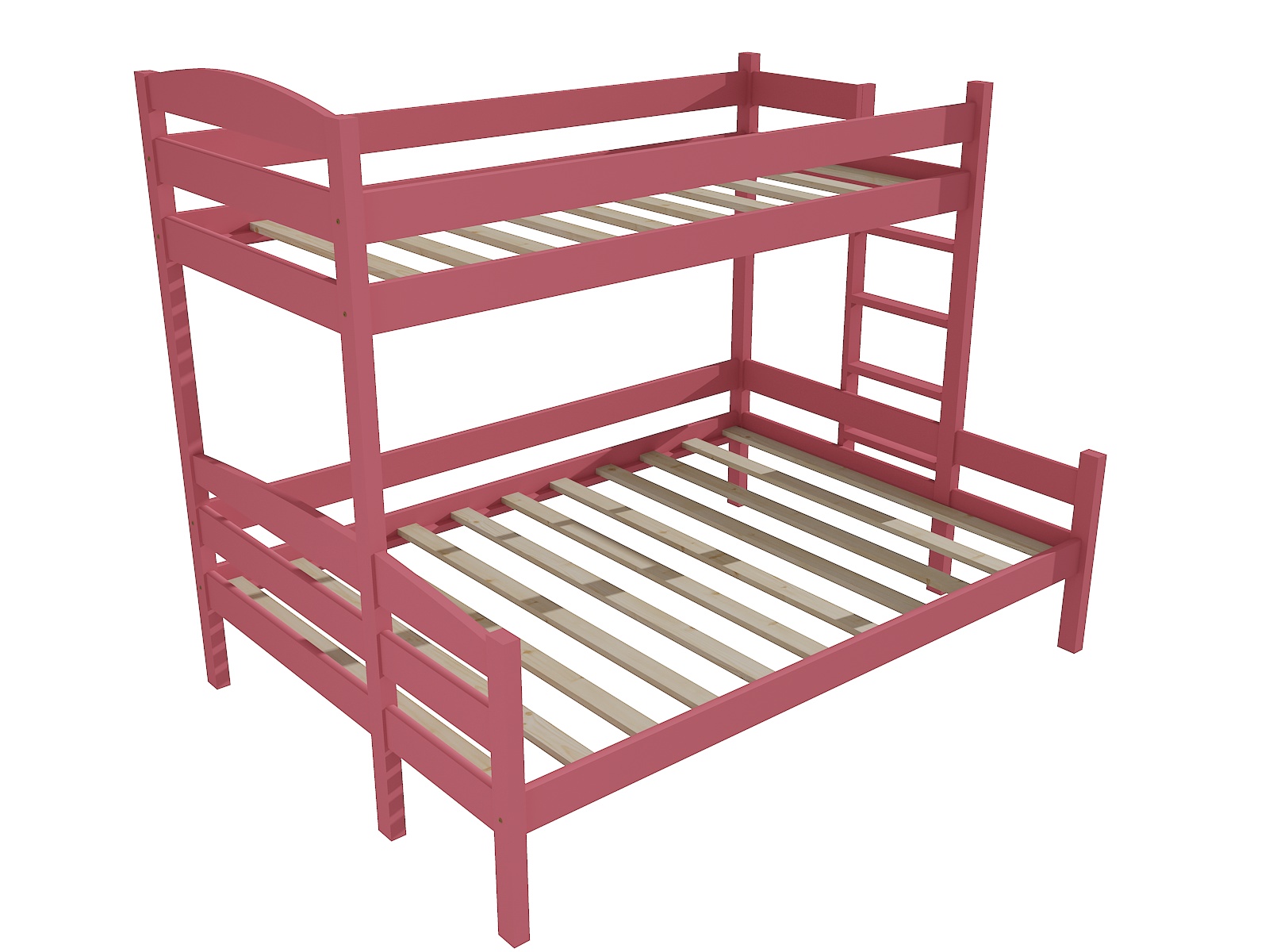 Patrová postel s rozšířeným spodním lůžkem HELENA "PPS 001" Barva: barva růžová, Rozměr: 90/120 x 200 cm, varianta: vpravo