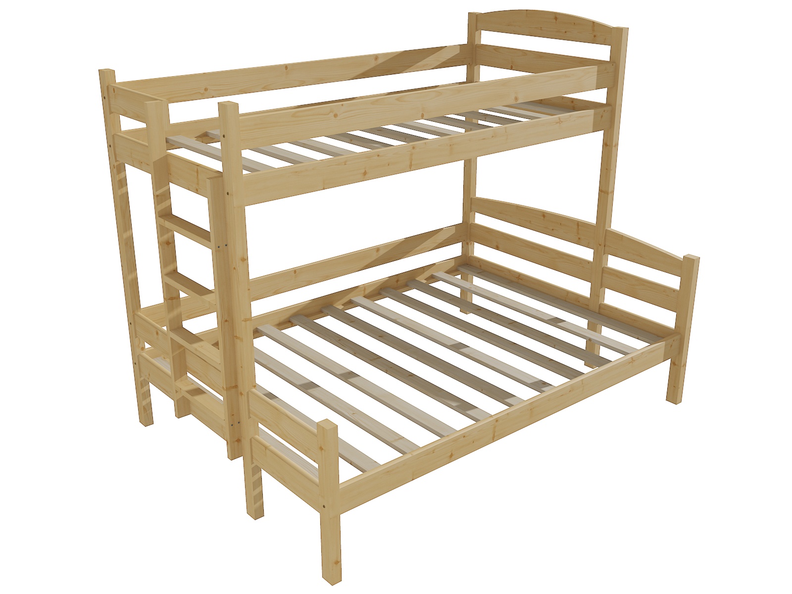 Patrová postel s rozšířeným spodním lůžkem HELENA "PPS 001" Barva: bezbarvý lak, Rozměr: 90/140 x 200 cm, varianta: vlevo