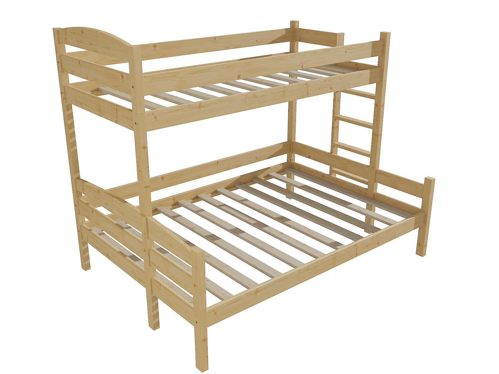 Patrová postel s rozšířeným spodním lůžkem HELENA "PPS 001" Barva: bezbarvý lak, Rozměr: 90/140 x 200 cm, varianta: vpravo