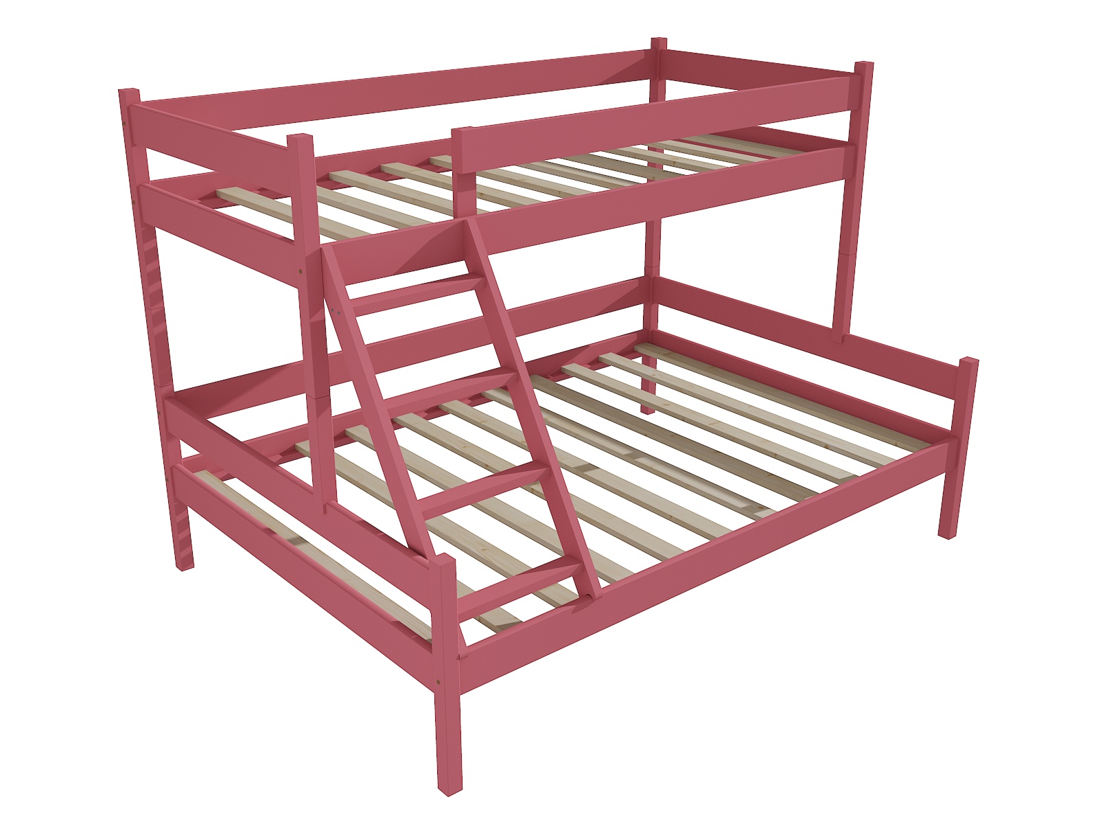 Patrová postel s rozšířeným spodním lůžkem MARKÉTA "PPS 002" Barva: barva růžová, Rozměr: 90/120 x 200 cm