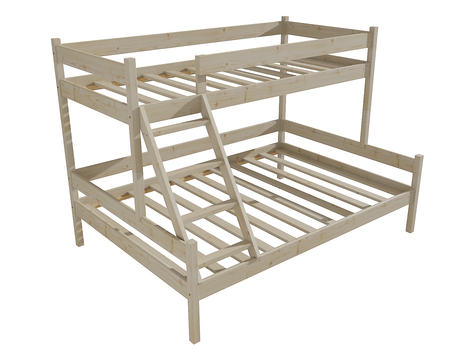 Patrová postel s rozšířeným spodním lůžkem MARKÉTA "PPS 002" Barva: surové dřevo, Rozměr: 90/120 x 200 cm