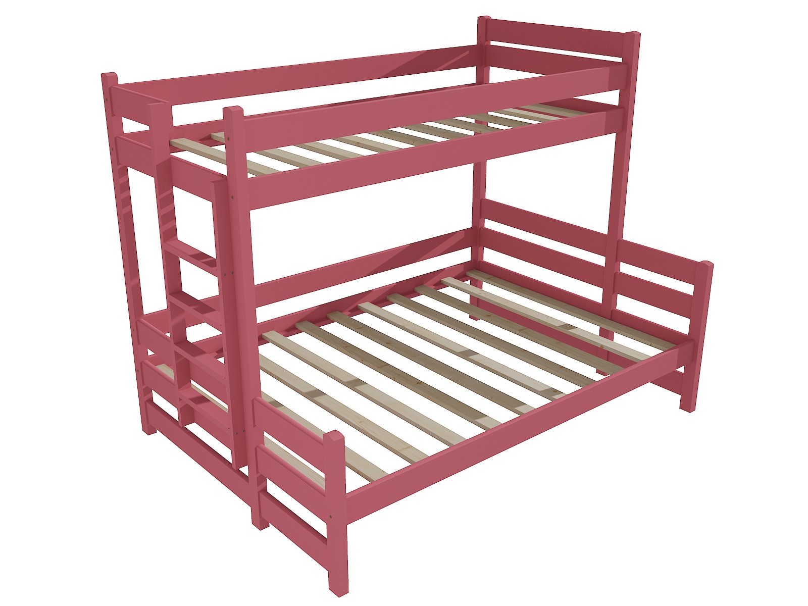 Patrová postel s rozšířeným spodním lůžkem VANDA "PPS 003" Barva: barva růžová, Rozměr: 90/120 x 200 cm, varianta: vlevo