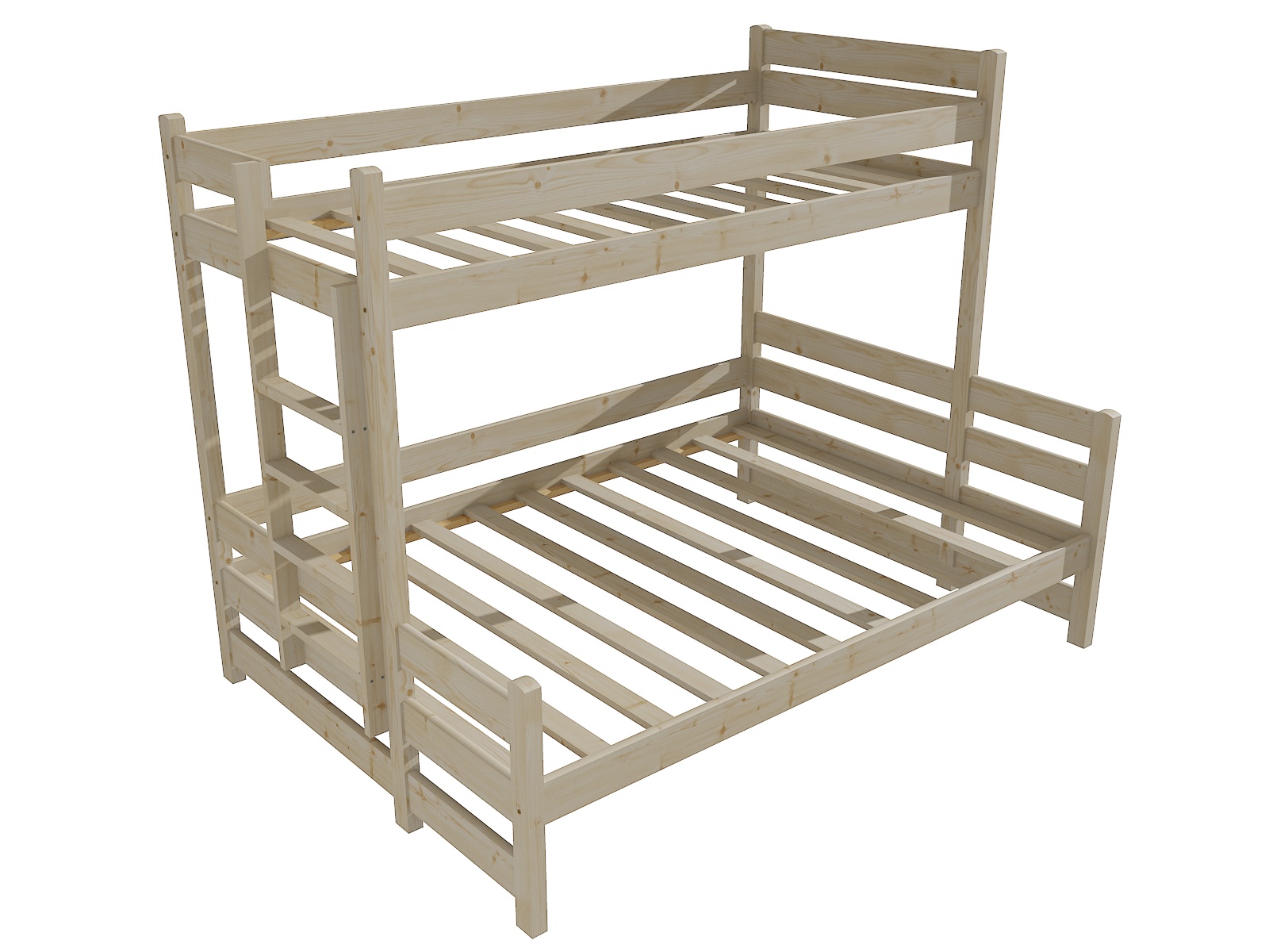 Patrová postel s rozšířeným spodním lůžkem VANDA "PPS 003" Barva: surové dřevo, Rozměr: 90/120 x 200 cm, varianta: vlevo