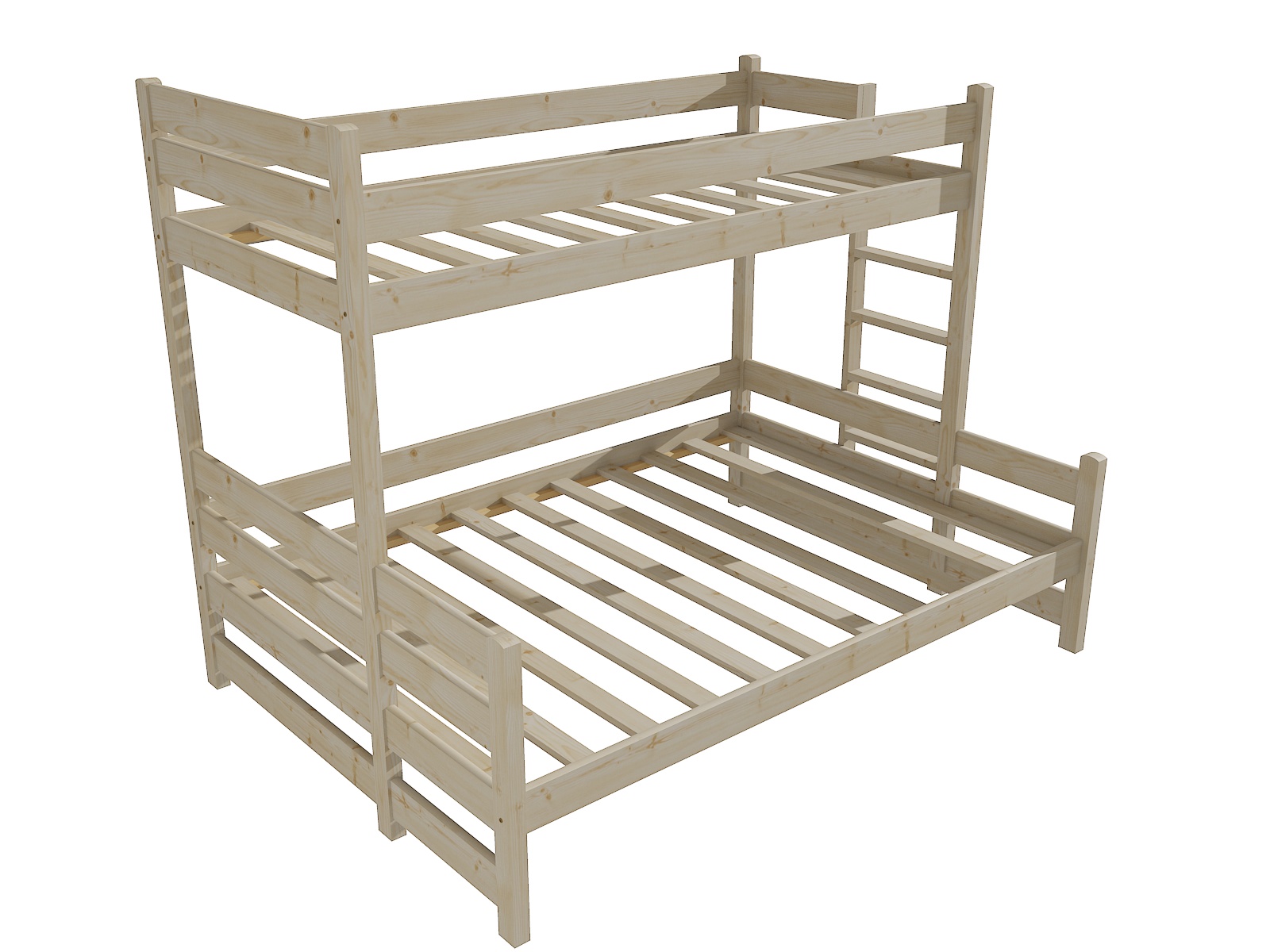 Patrová postel s rozšířeným spodním lůžkem VANDA "PPS 003" Barva: surové dřevo, Rozměr: 90/120 x 200 cm, varianta: vpravo