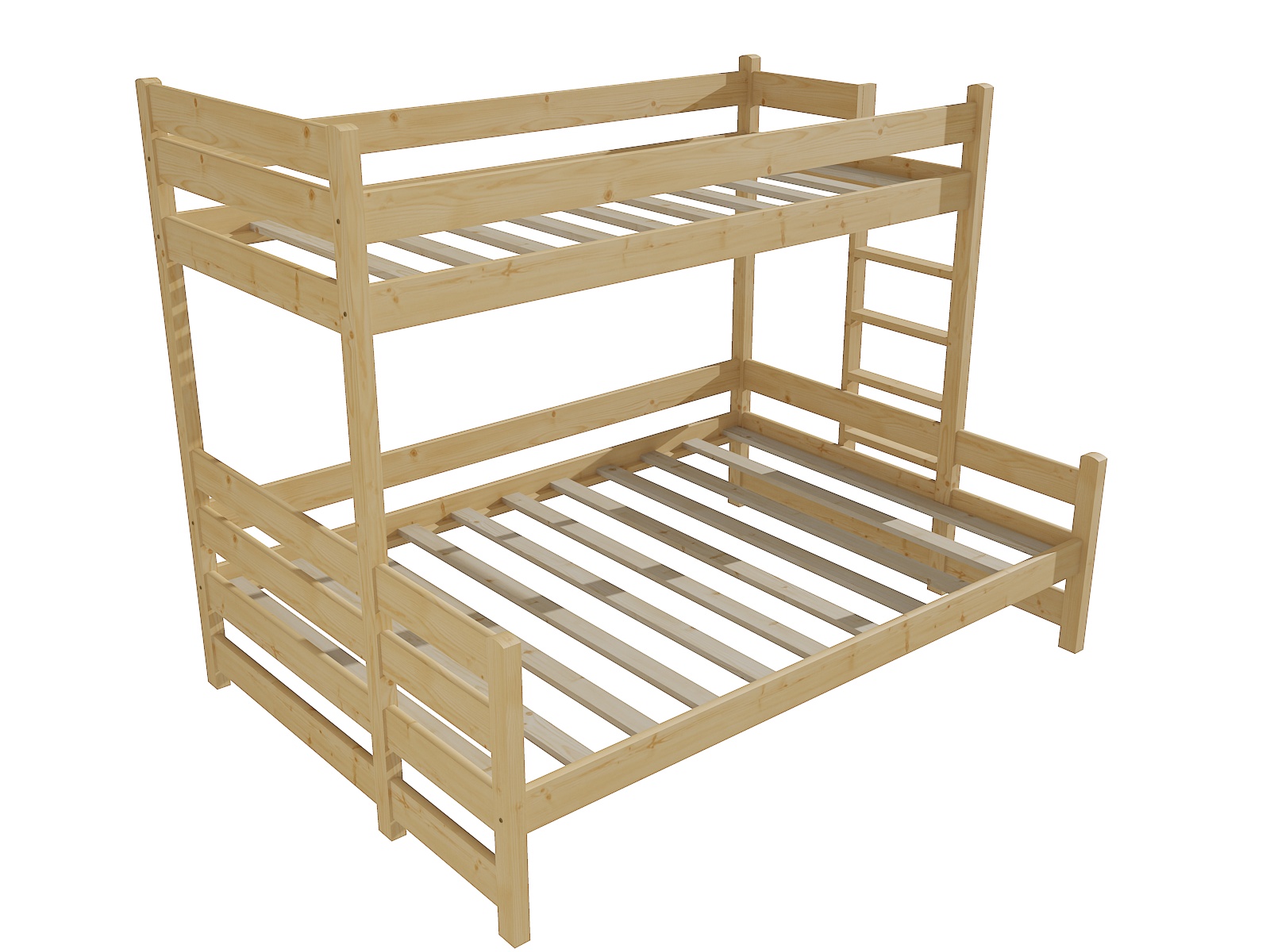 Patrová postel s rozšířeným spodním lůžkem VANDA "PPS 003" Barva: bezbarvý lak, Rozměr: 90/120 x 200 cm, varianta: vpravo