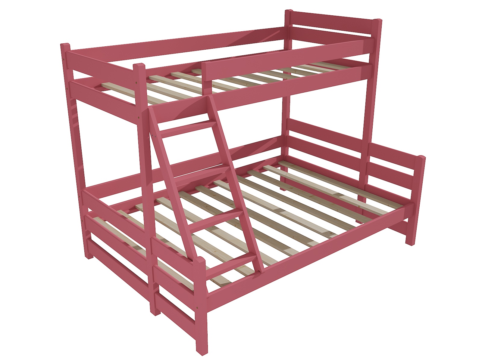 Patrová postel s rozšířeným spodním lůžkem JIŘÍ "PPS 004" Barva: barva růžová, Rozměr: 90/120 x 200 cm