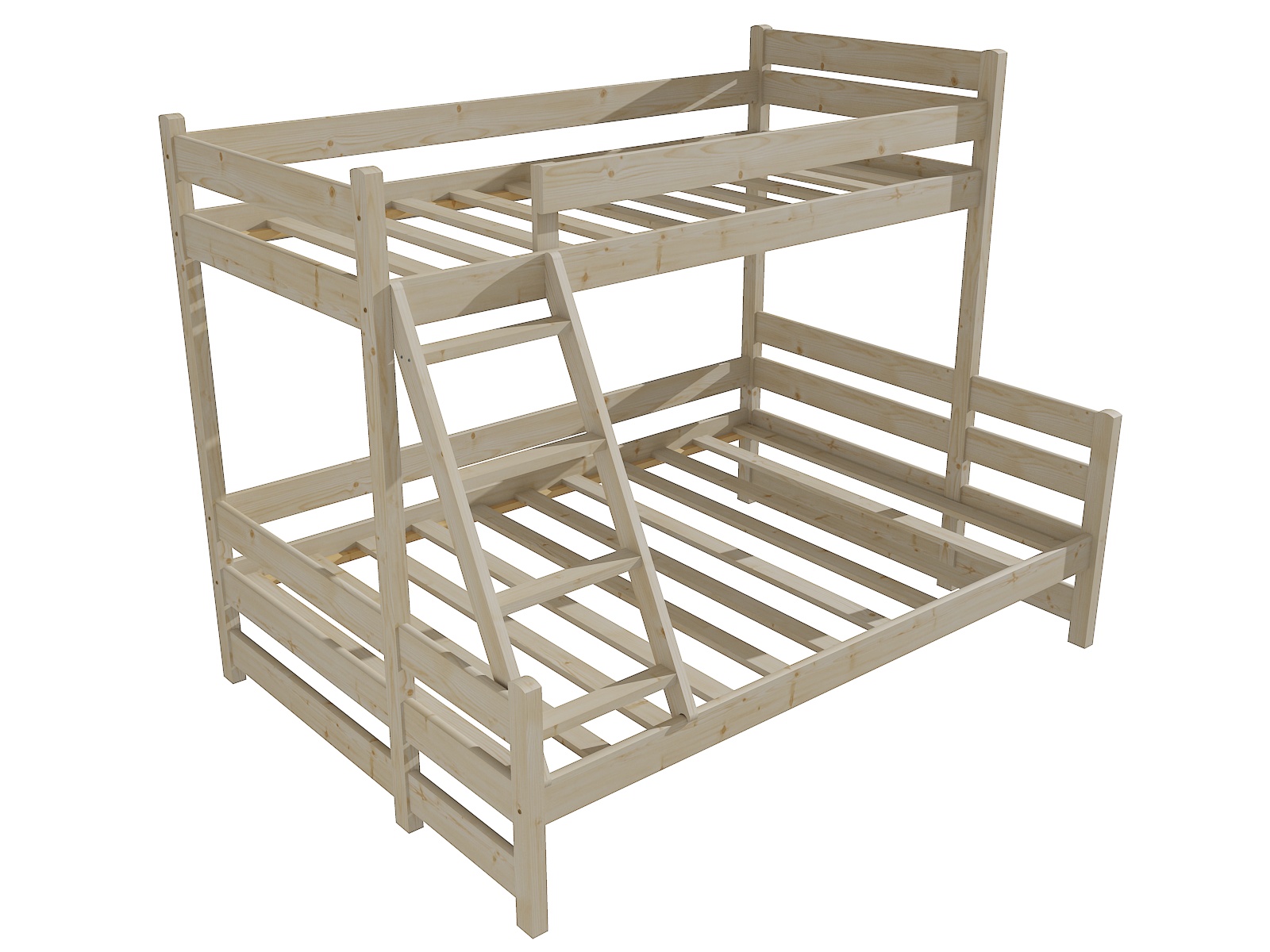 Patrová postel s rozšířeným spodním lůžkem JIŘÍ "PPS 004" Barva: surové dřevo, Rozměr: 90/120 x 200 cm