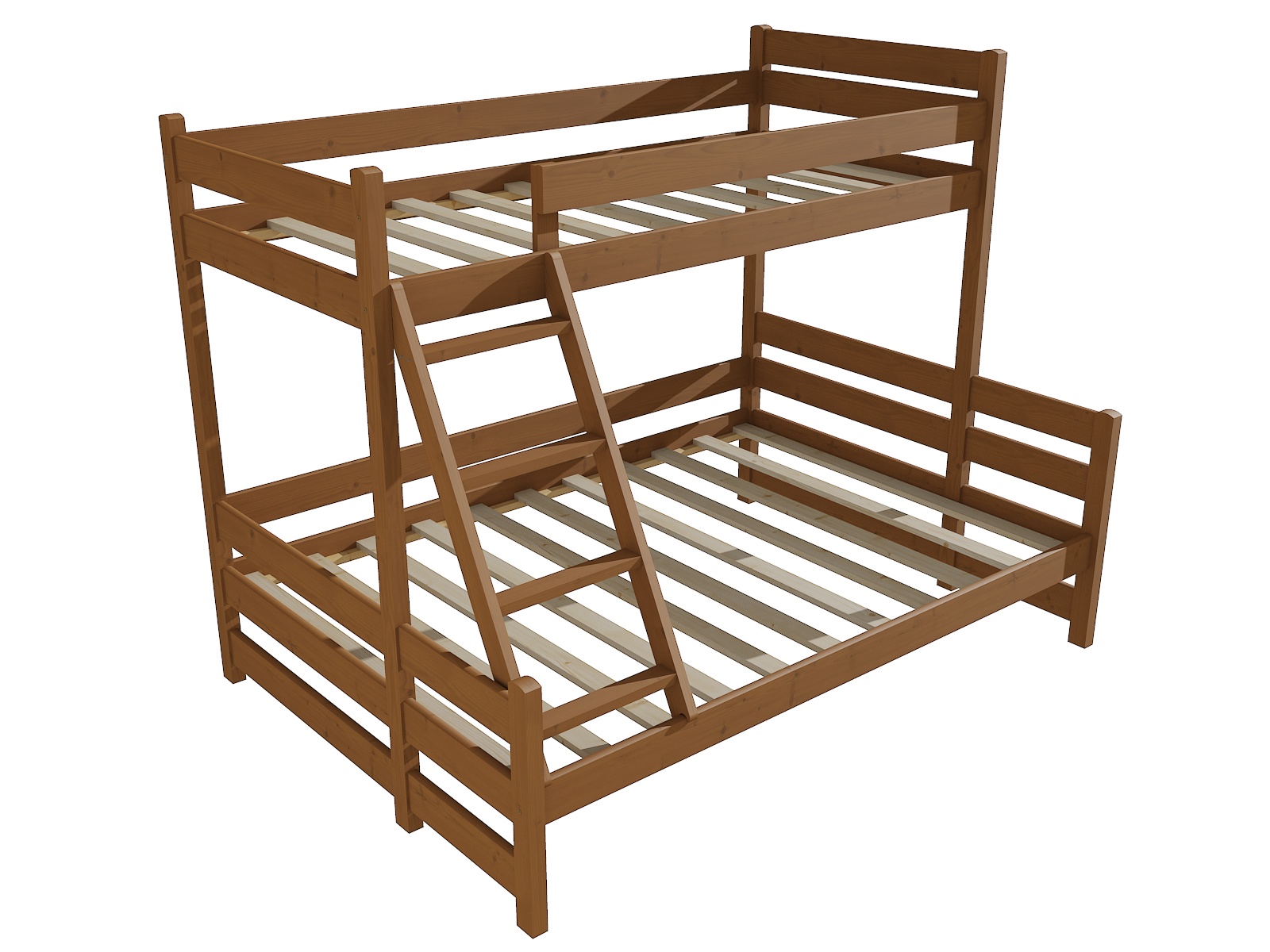 Patrová postel s rozšířeným spodním lůžkem JIŘÍ "PPS 004" Barva: moření dub, Rozměr: 90/120 x 200 cm