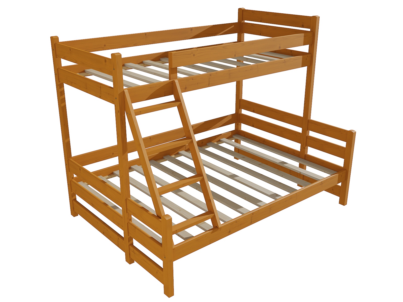 Patrová postel s rozšířeným spodním lůžkem JIŘÍ "PPS 004" Barva: moření olše, Rozměr: 90/120 x 200 cm