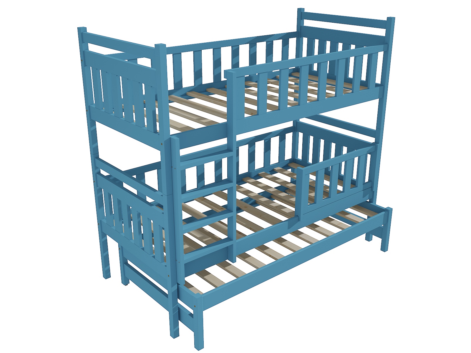 Patrová postel s výsuvnou přistýlkou HANA se zábranou "PPV 008" Barva: barva modrá, Prostor mezi lůžky: 80 cm, Rozměr: 90 x 200 cm
