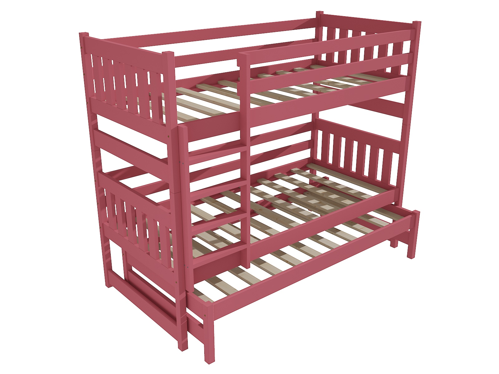 Patrová postel s výsuvnou přistýlkou "AMÉLIE" PPV 019 Barva: barva růžová, Prostor mezi lůžky: 80 cm, Rozměr: 90 x 200 cm
