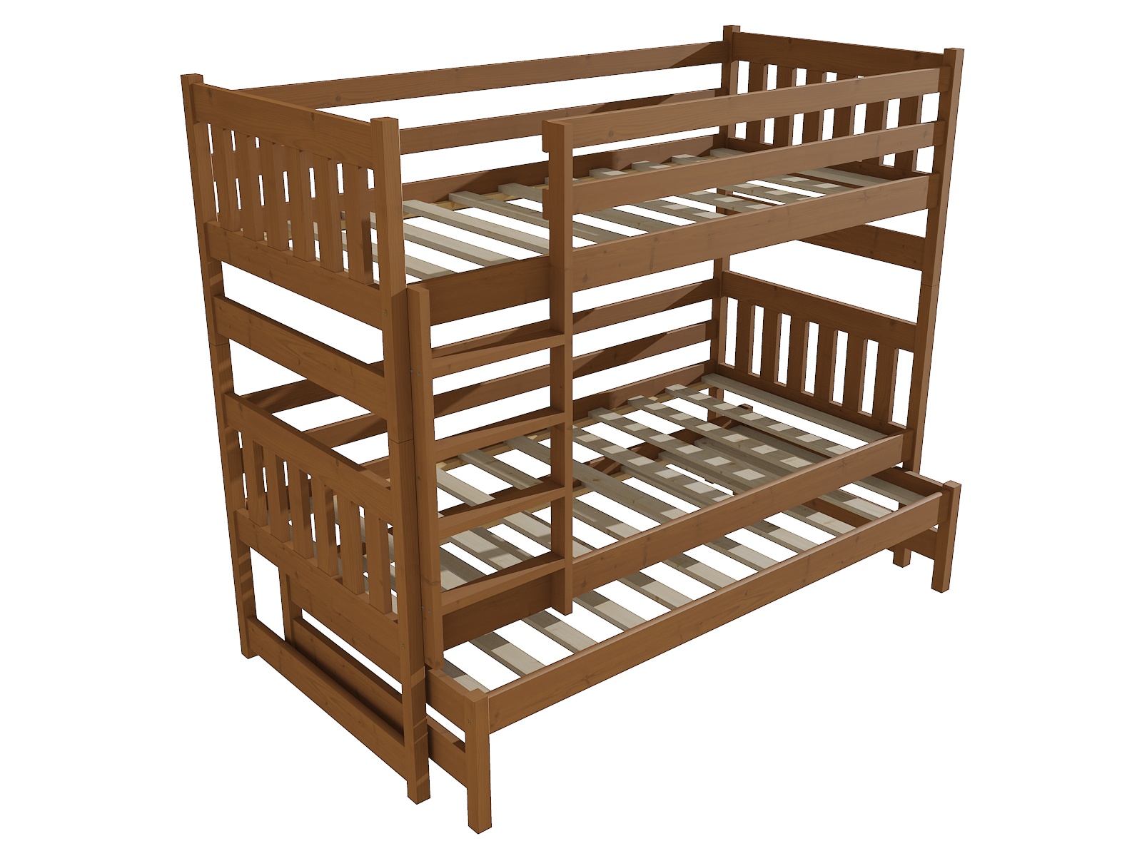 Patrová postel s výsuvnou přistýlkou "AMÉLIE" PPV 019 Barva: moření dub, Prostor mezi lůžky: 80 cm, Rozměr: 80 x 180 cm