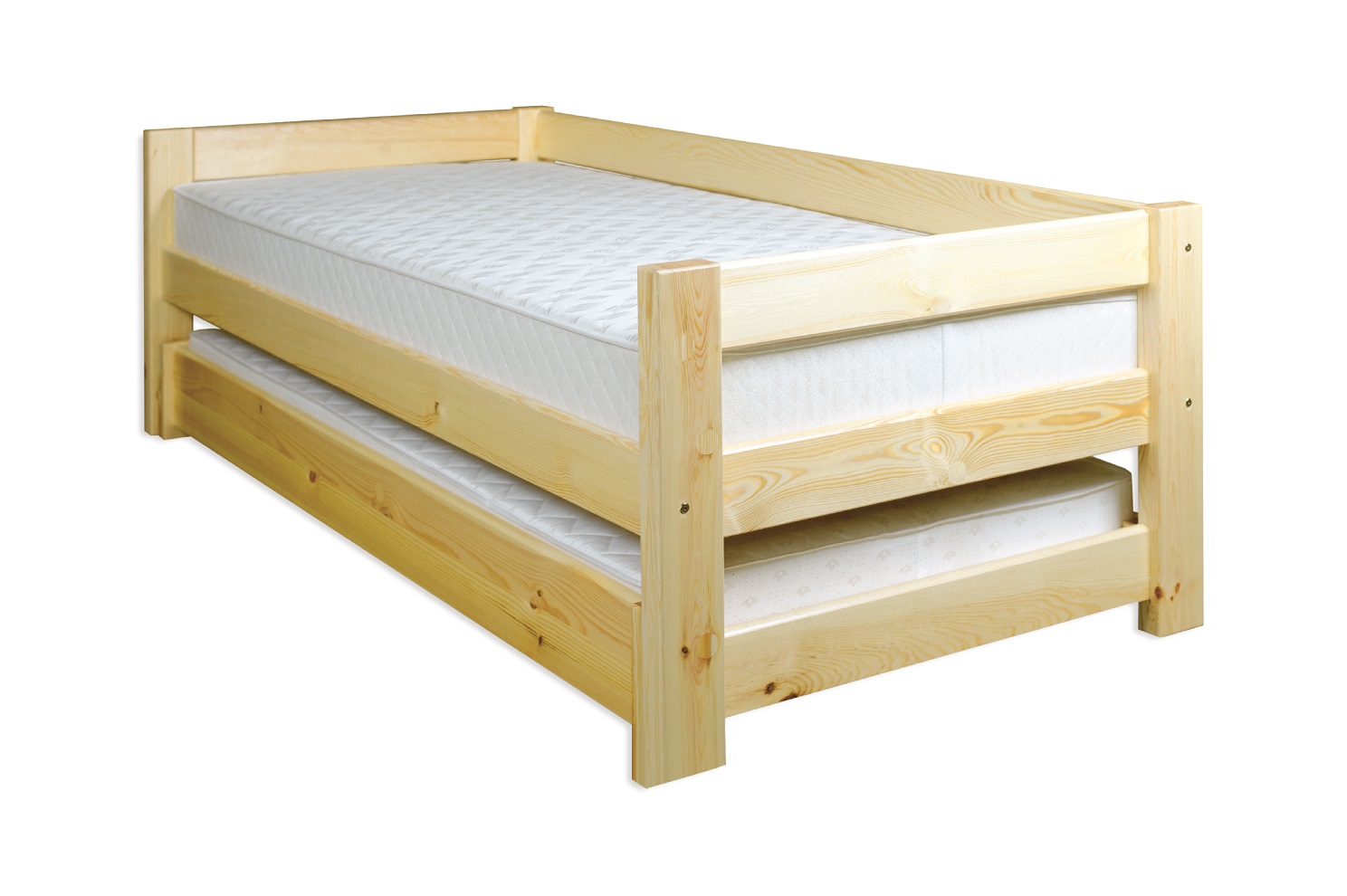 Dřevěná masivní postel s přistýlkou 90x200 cm KIK134 borovice masiv-přirodní