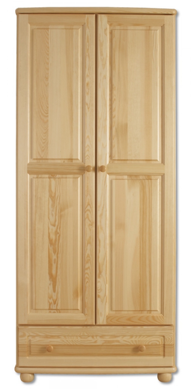 Masivní dřevěná šatní skříň KIK107 borovice masiv Odstín postele: přírodní lakovaná
