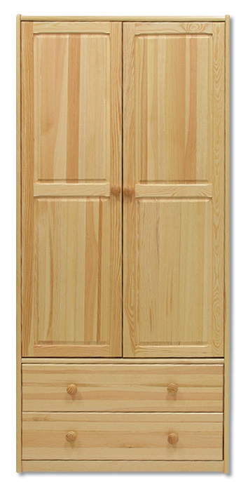 Dřevěná masivní šatní skřín KIK 111 borovice masiv se 2 šuplíky Odstíny: Přírodní lakovaná
