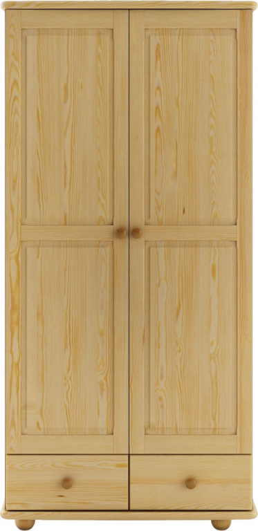 Dřevěná masivní šatní skřín se šuplíky borovice masiv KIK122 Odstín postele: přírodní lakovaná